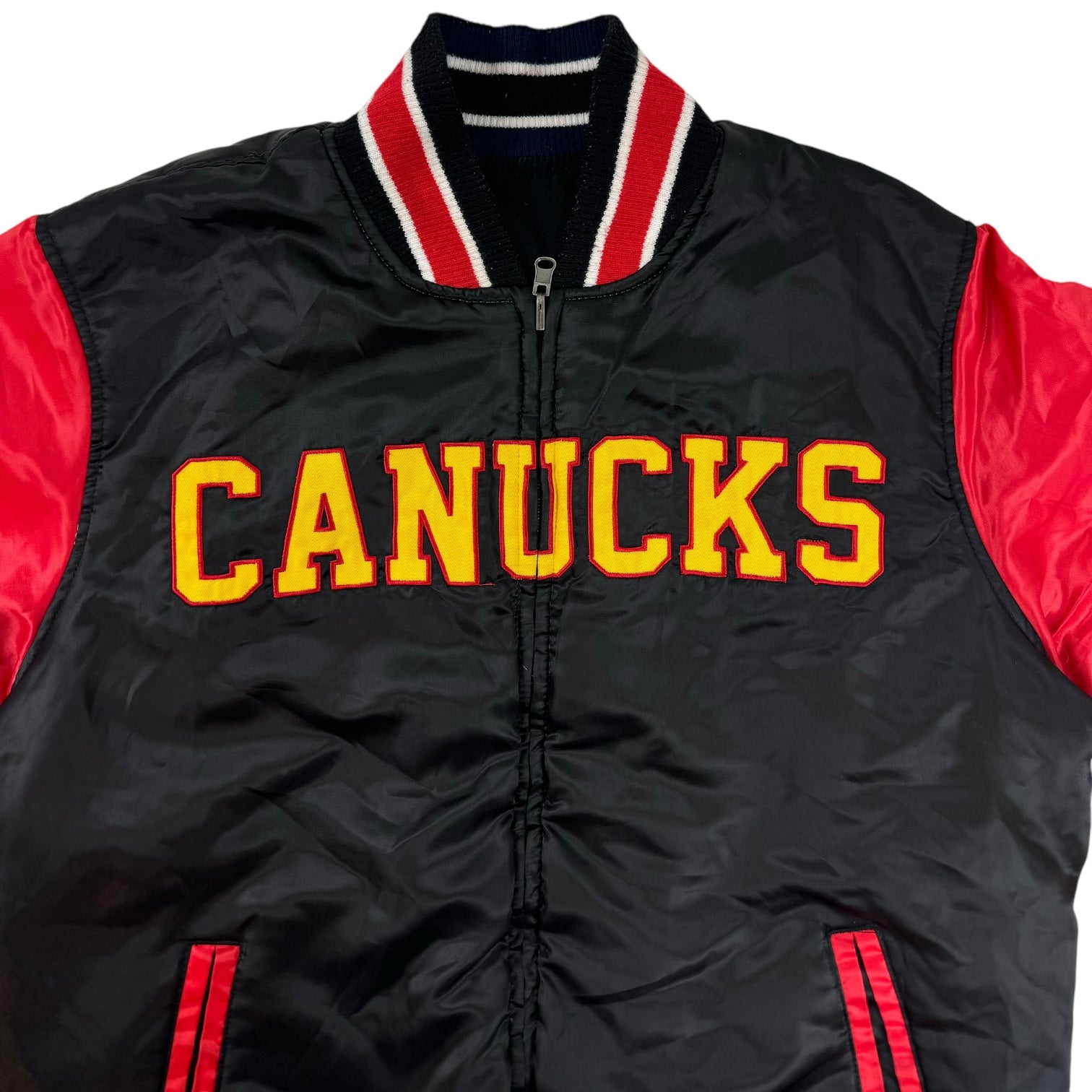 Vintage Reversible Vancouver Canucks Logo Varsity Jacket Black