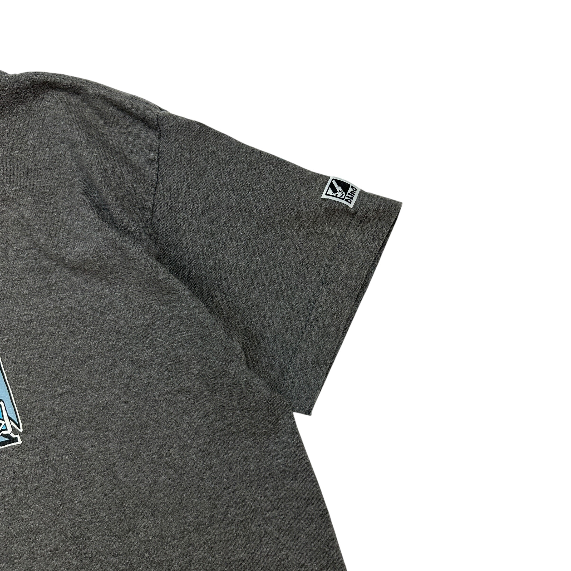 (W) Vintage Y2K Youth Blind Skateboards Logo Tee Grey