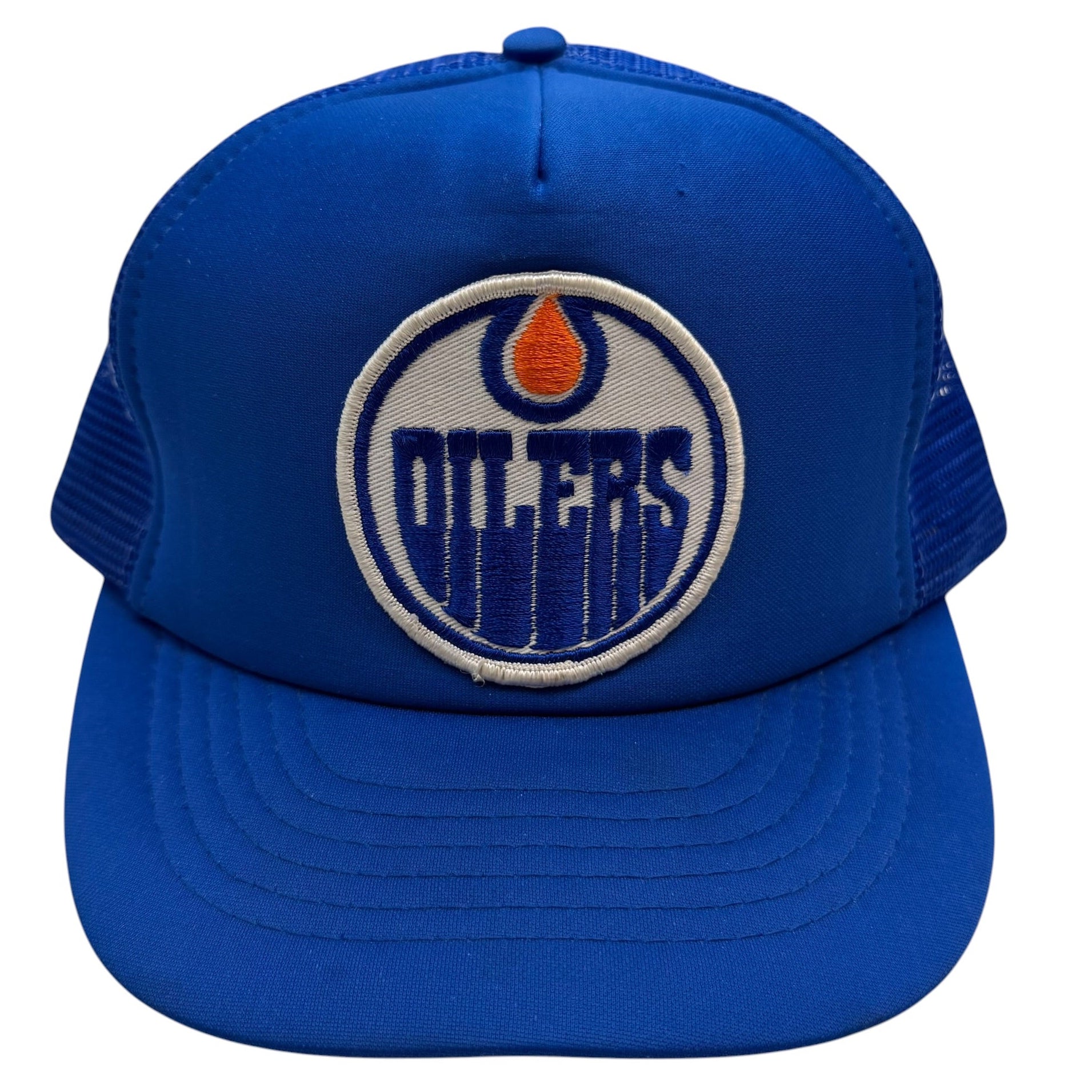 Vintage Edmonton Oilers Mesh Snapback Hat Blue