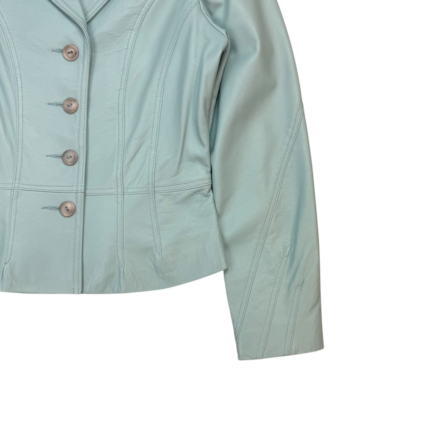 (W) Vintage Bogato Leather Button Up Jacket Mint