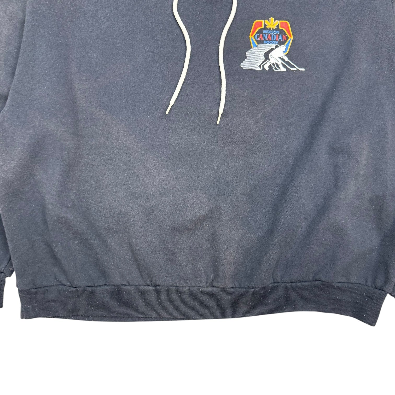 Vintage Molson Canadian Hockey ‘The Last Defence’ Goalie Mask Crewneck Faded Black