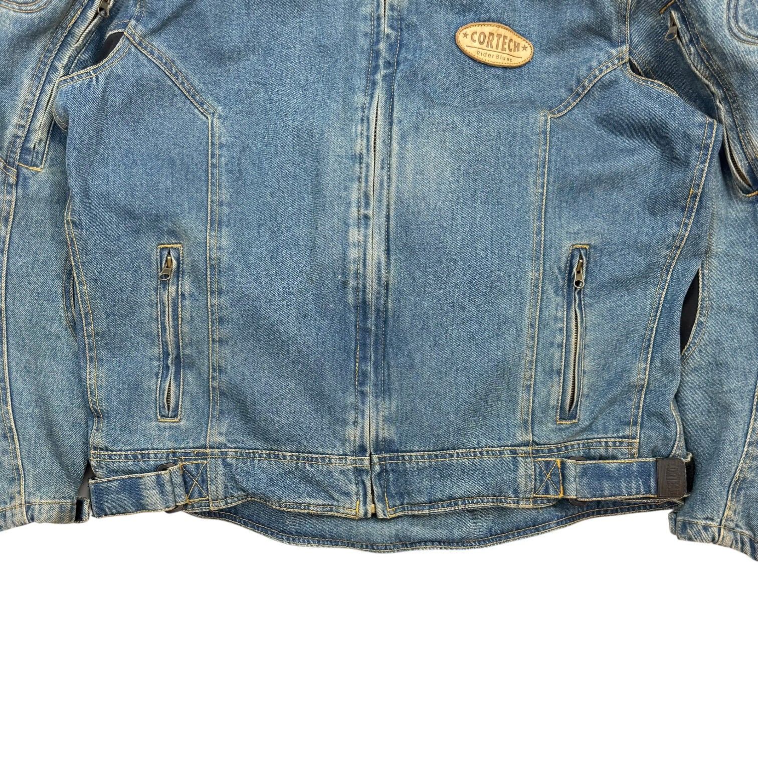 Vintage Cortech Rider Blues Denim Motorcycle Jacket Light Wash
