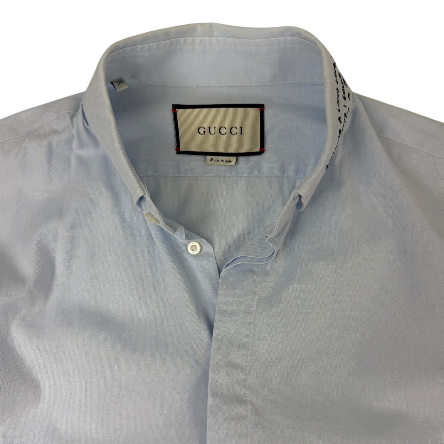 Gucci Embroidered Collars Button-Up Light Blue