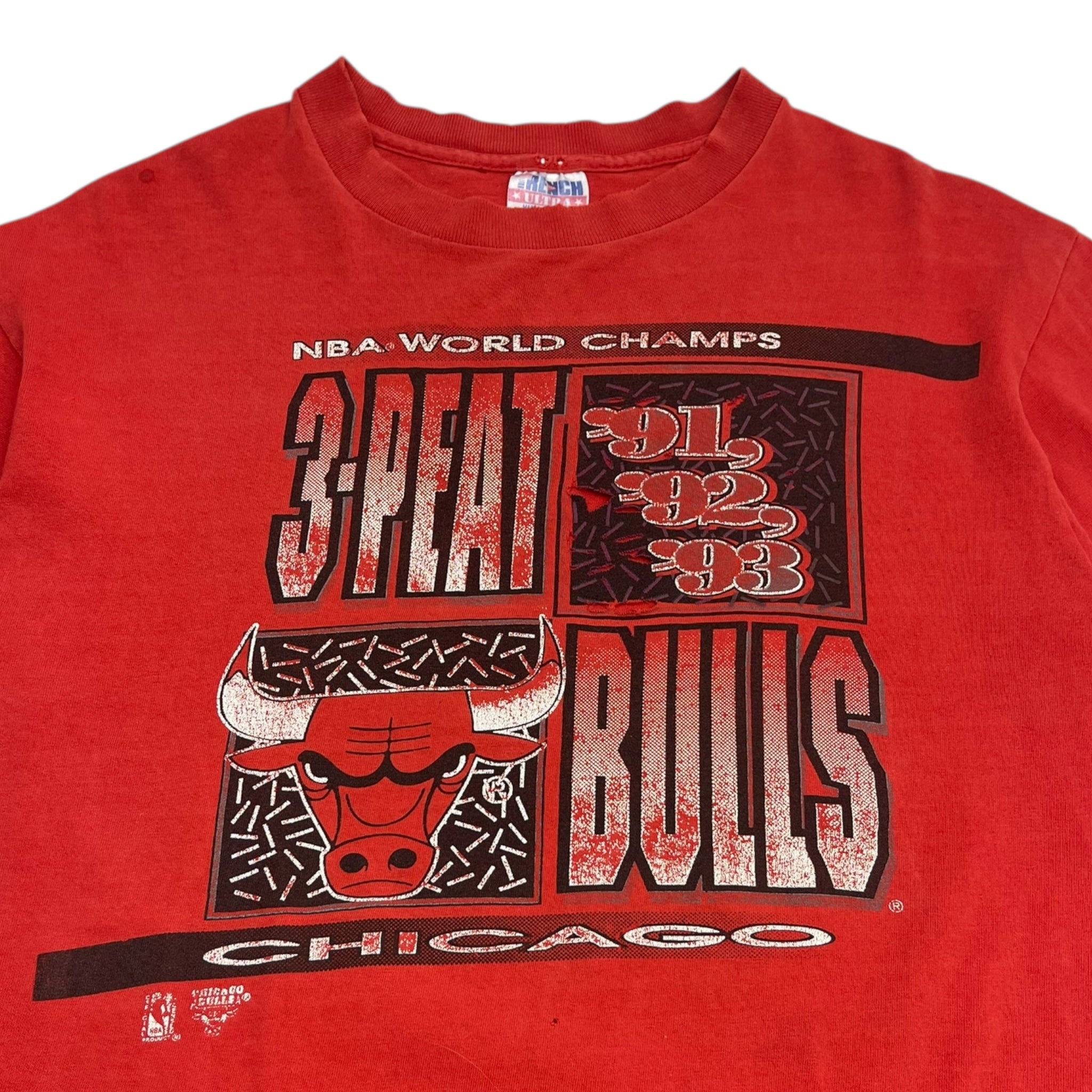 Vintage Chicago Bulls 3-Peat World Champs Shortsleeve Tee Red