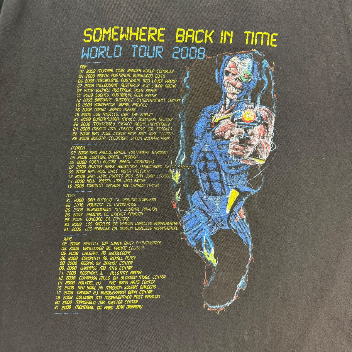 2008 Iron Maiden Somewhere Back In Time Tour Tee Black