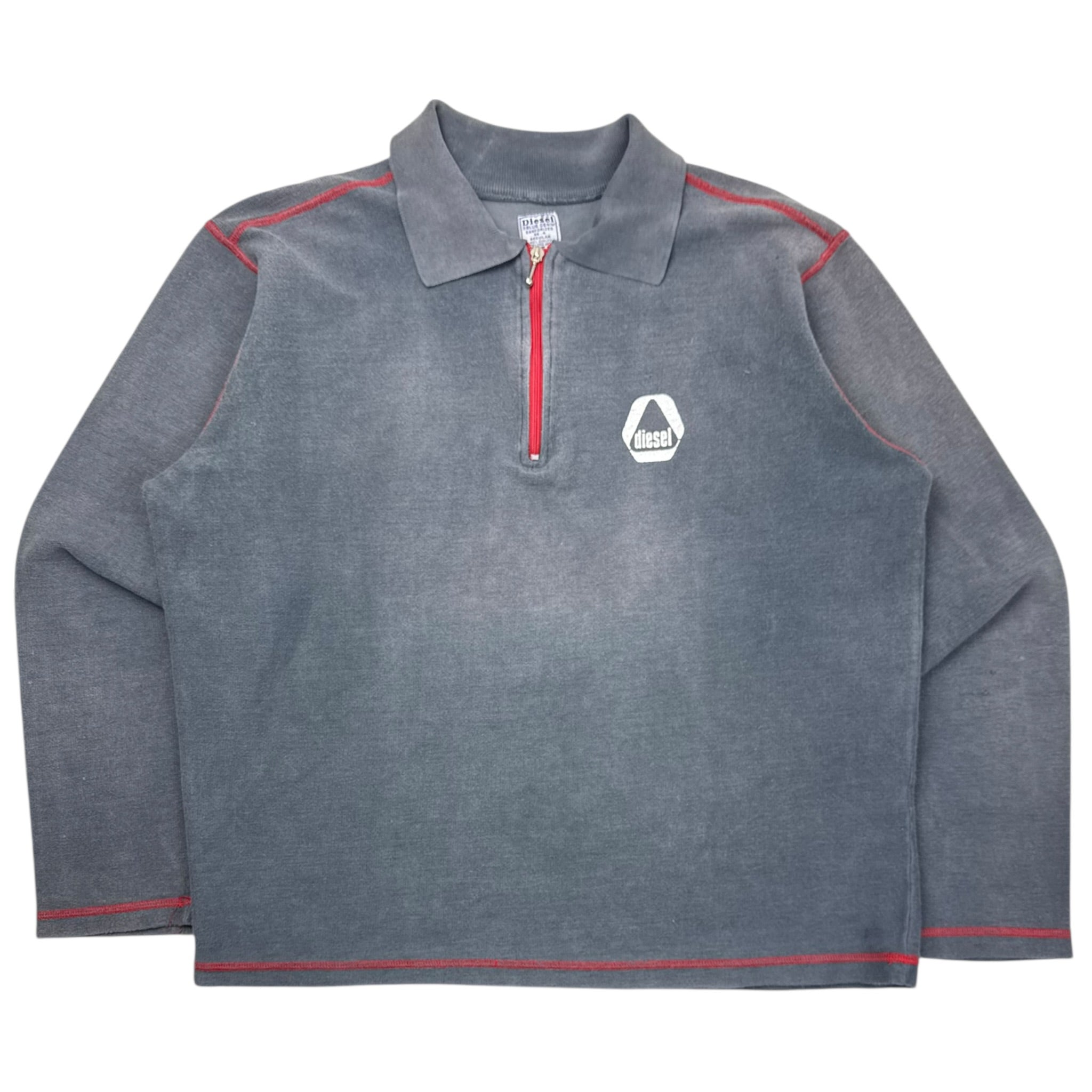 Vintage Y2K Diesel Big D7 1/4 Zip Washed Slate Grey