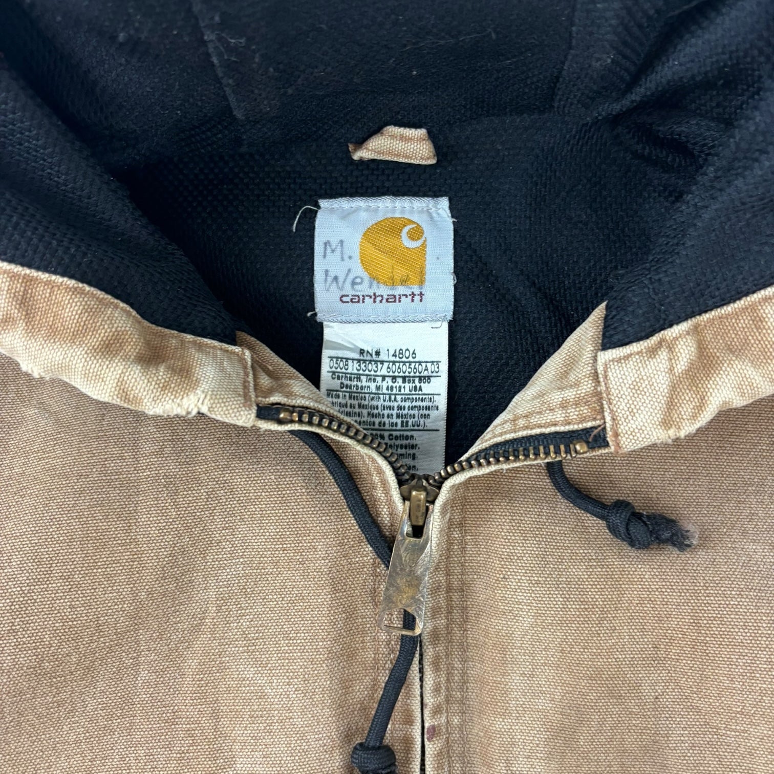 Vintage Carhartt Active Hooded Quilt-Lined Jacket Tan