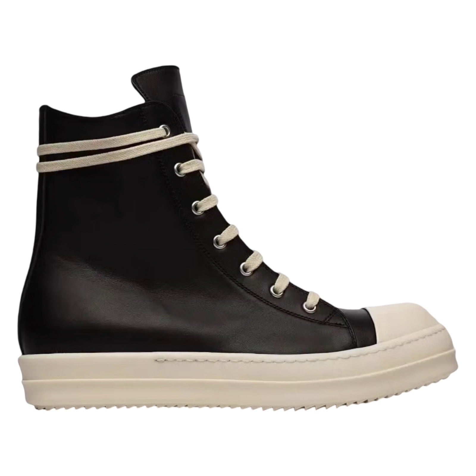 Rick Owens Ramones Leather High Top Black Cream (Used)