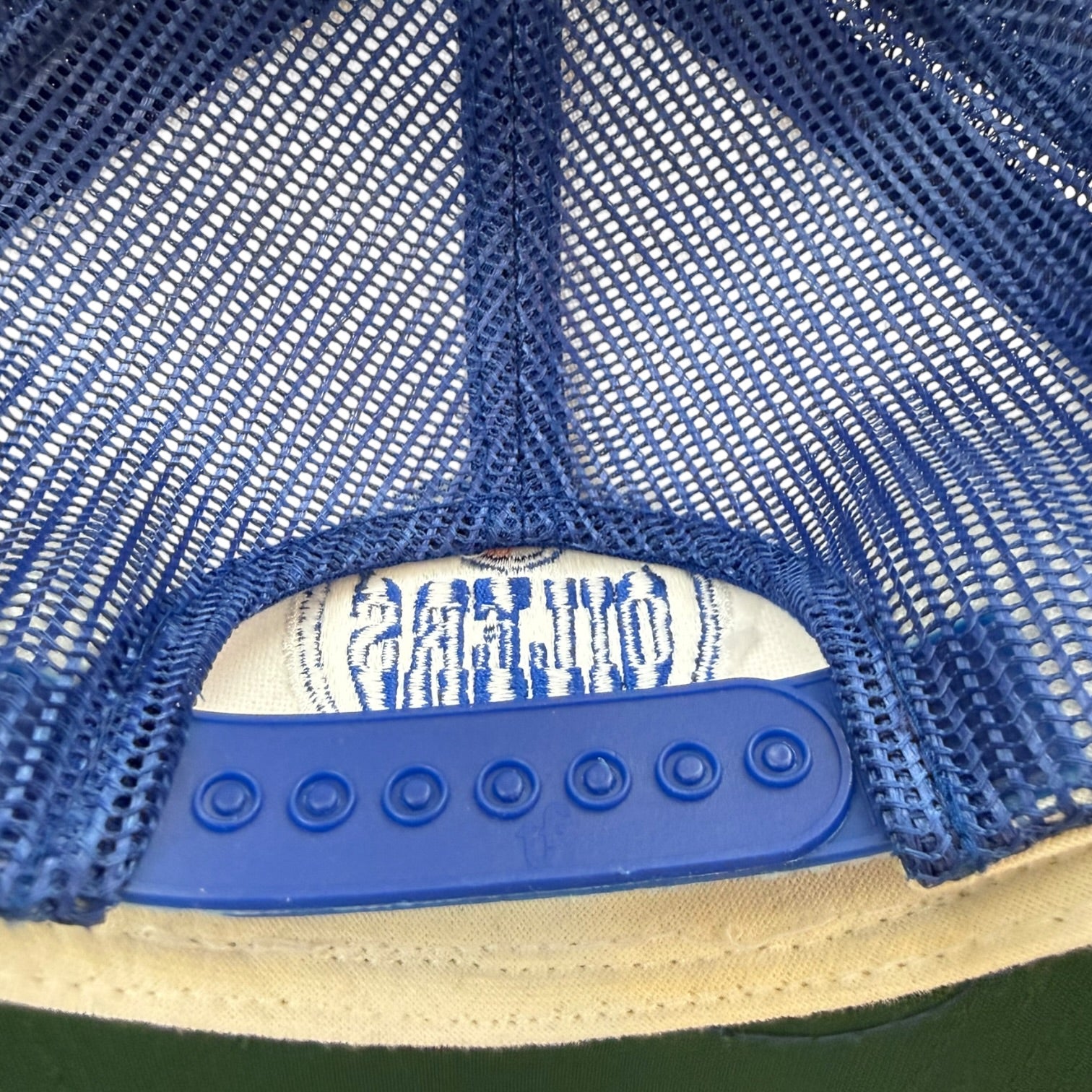 Vintage Ted Fletcher Edmonton Oilers Tri-Stripe Hat Blue/White/Orange