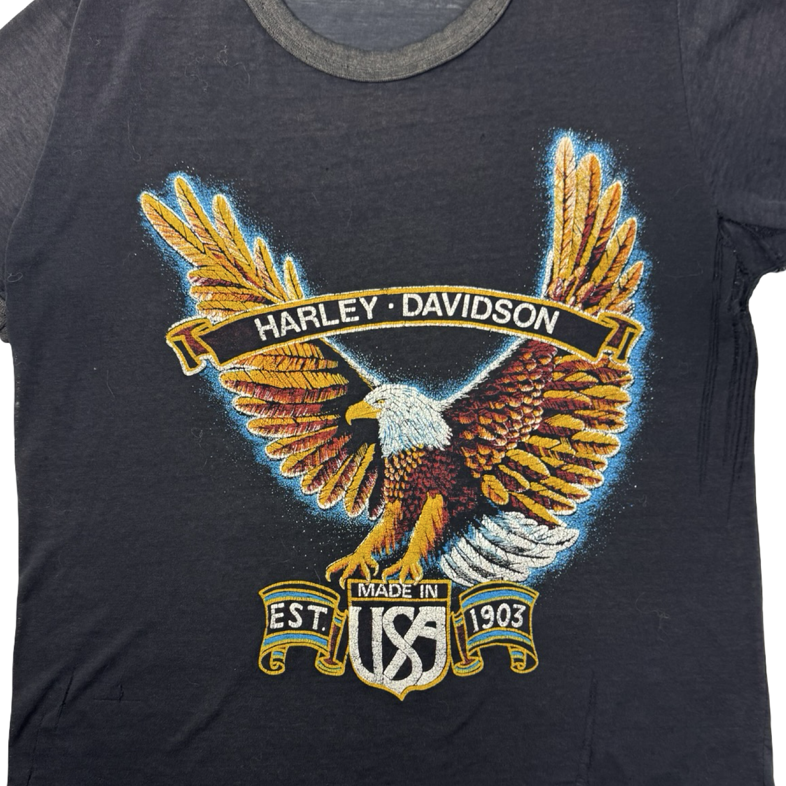 Vintage Faded Harley Davidson Paper-Thin Eagle T-Shirt