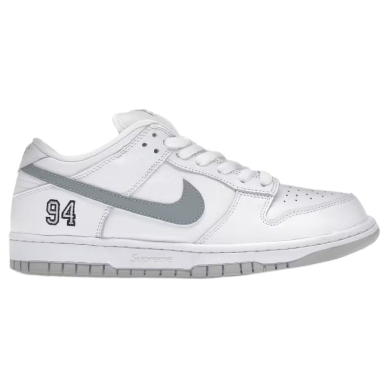 Nike x Supreme SB Dunk Low 94 White Metallic Silver (Used)