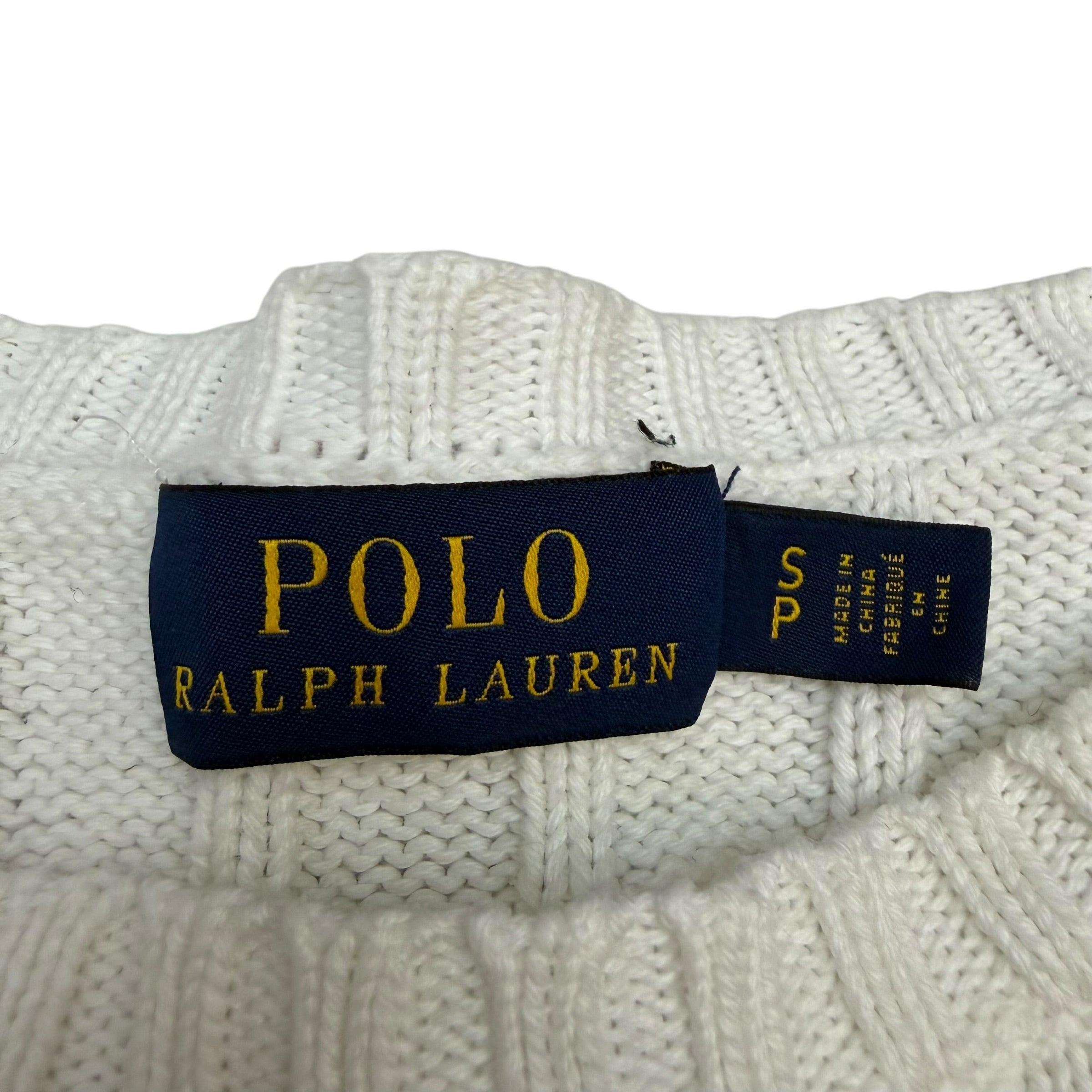 (W) Vintage Polo Ralph Lauren Cable Knit Sweater White