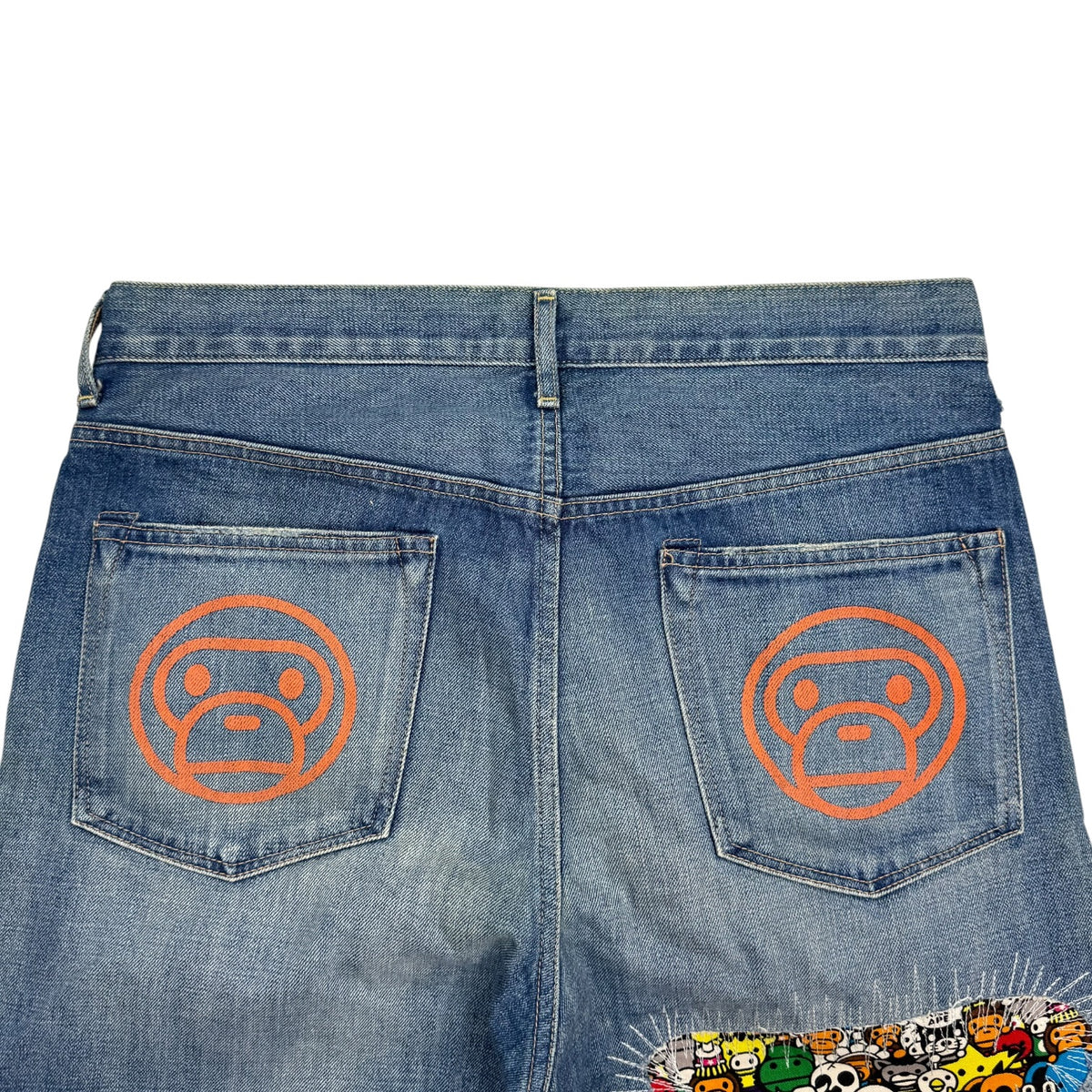 A Bathing Ape Milo Animal Safari Damaged Denim Pants Medium Wash