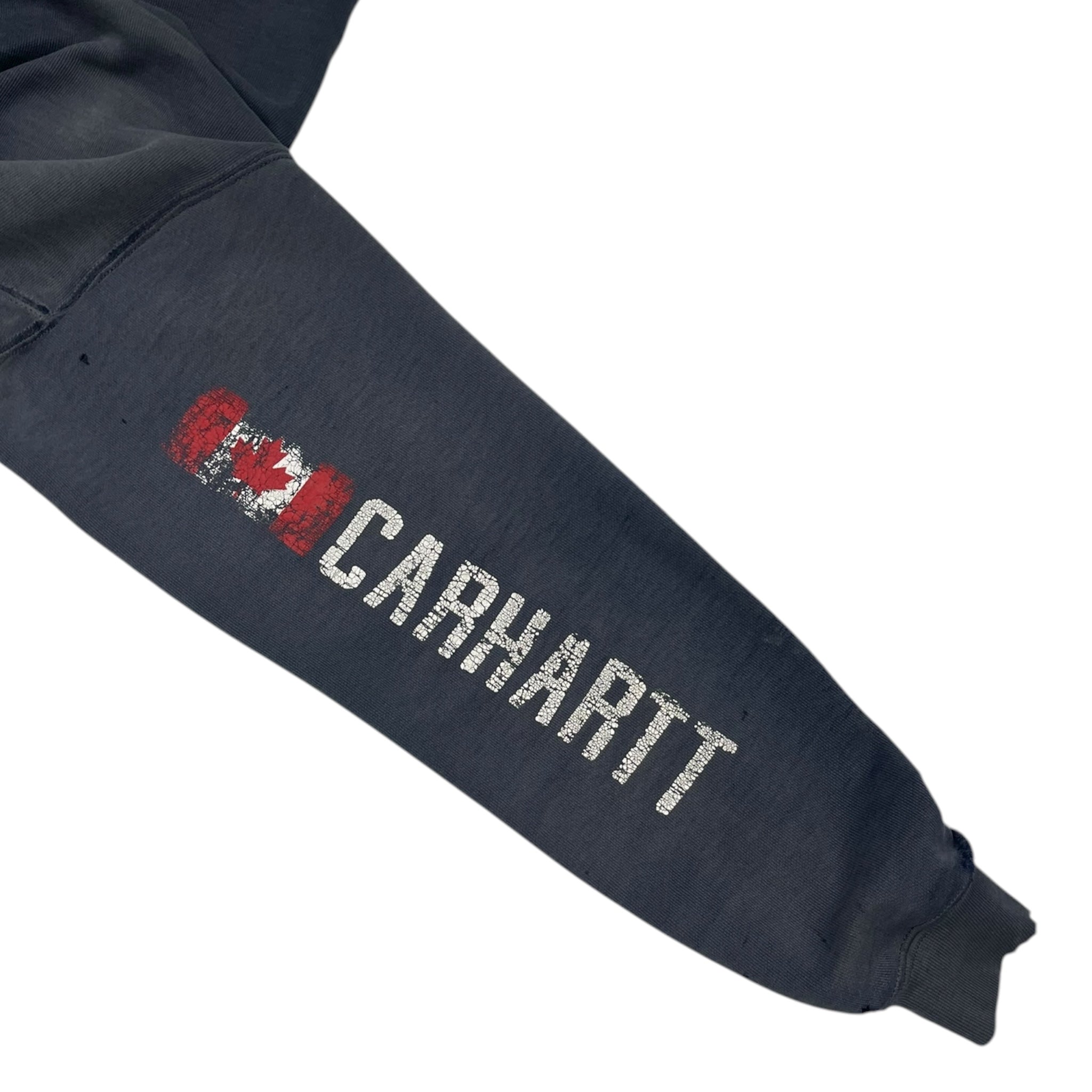 Vintage Carhartt Hooded Sweatshirt Distressed Faded Navy