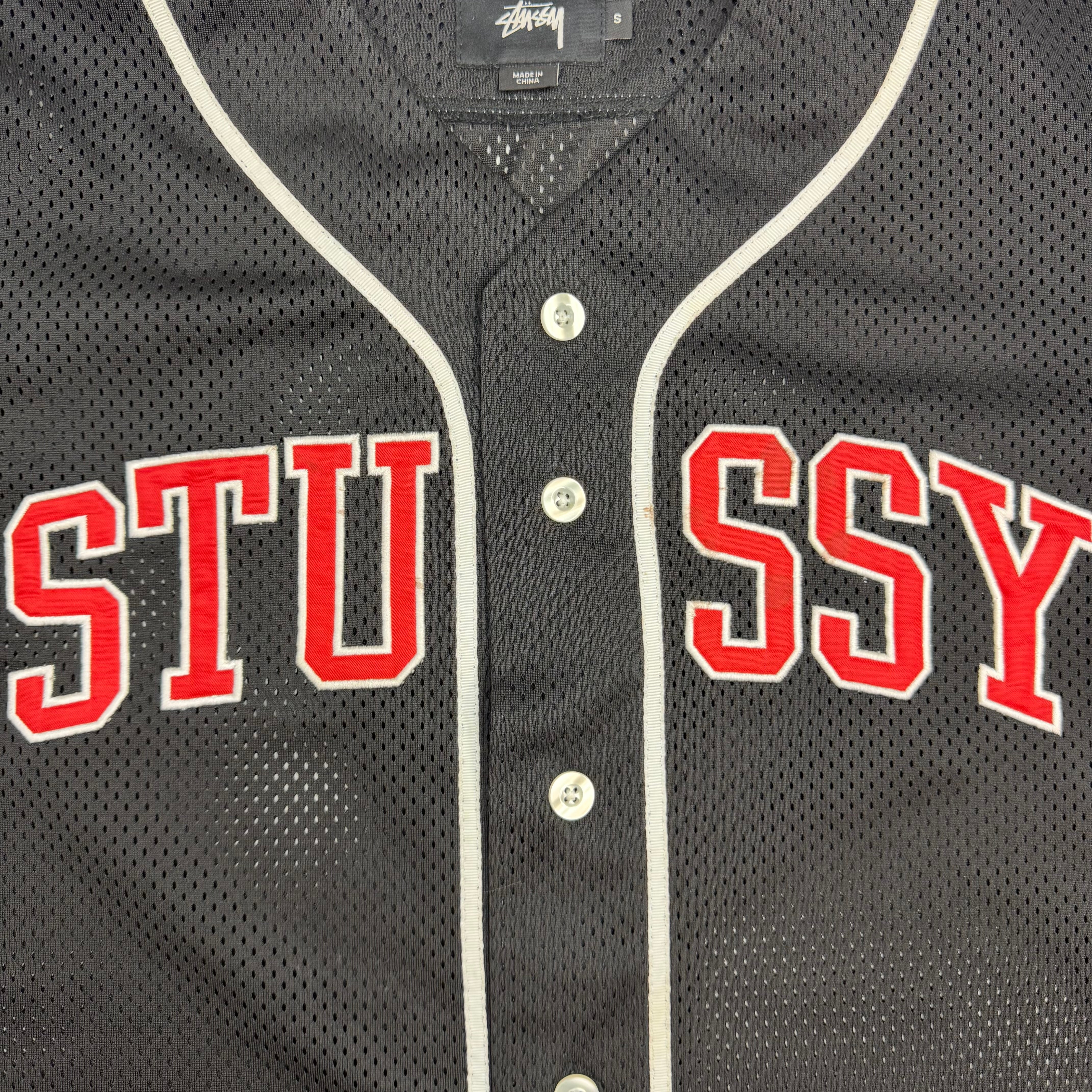 Stussy Team Embroidered Mesh Baseball Jersey Black