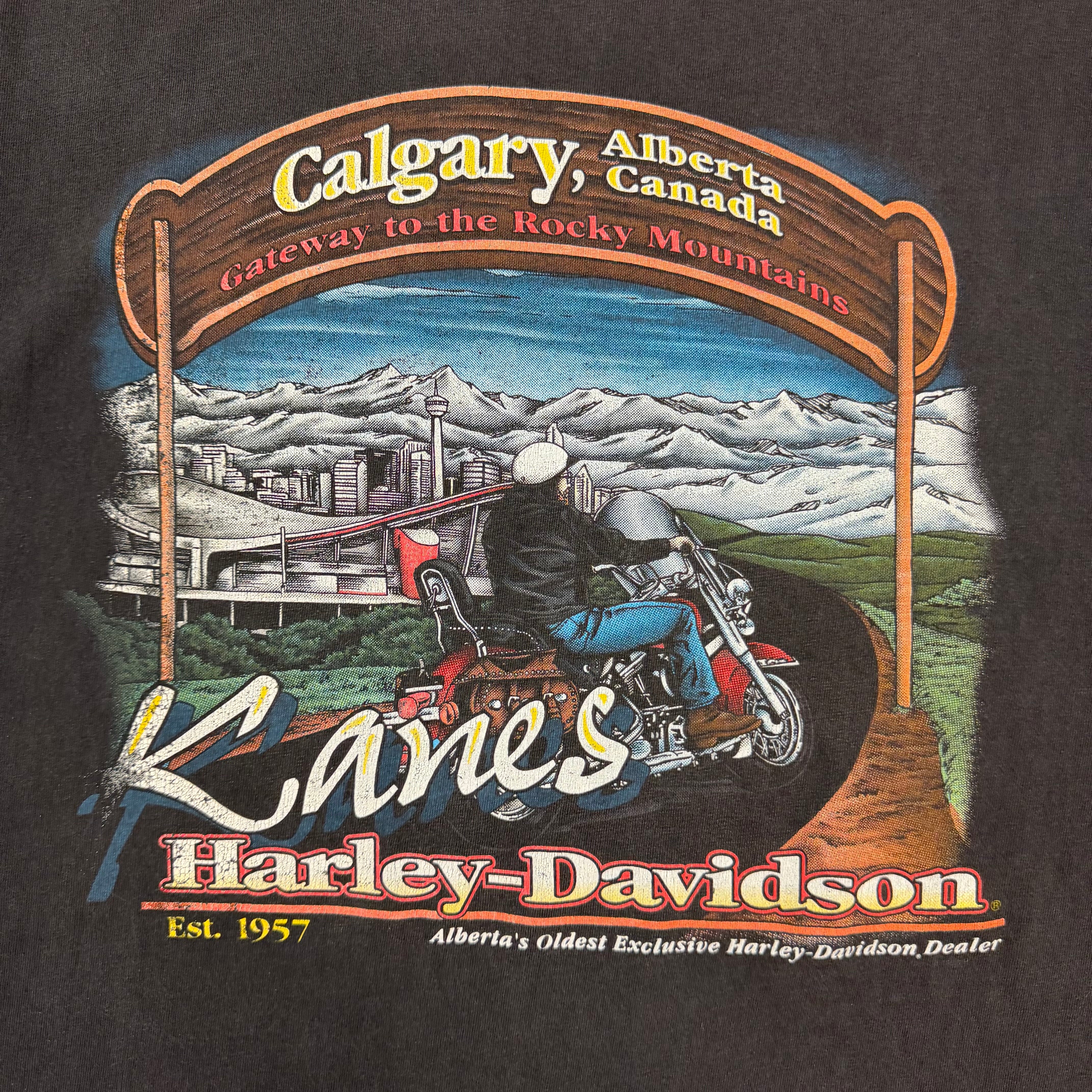2000 Harley Davidson Calgary Rocky Mountains Tee Black