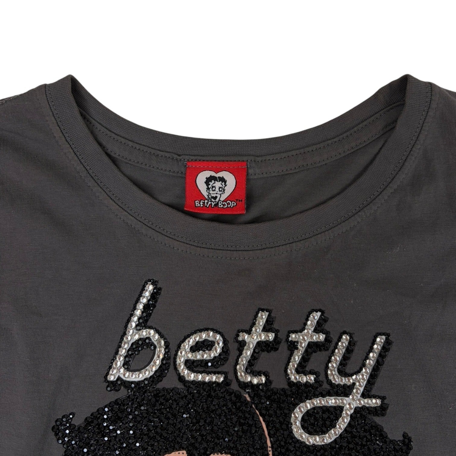(W) Betty Boop Rhinestone Baby T-Shirt Grey