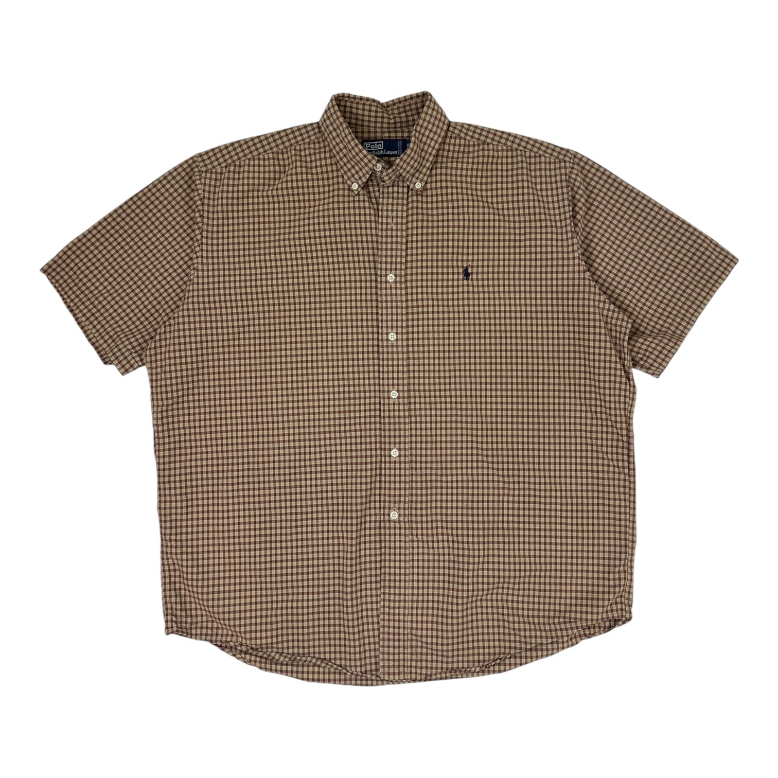 Vintage Polo Ralph Lauren Checkered SS Button Up Brown