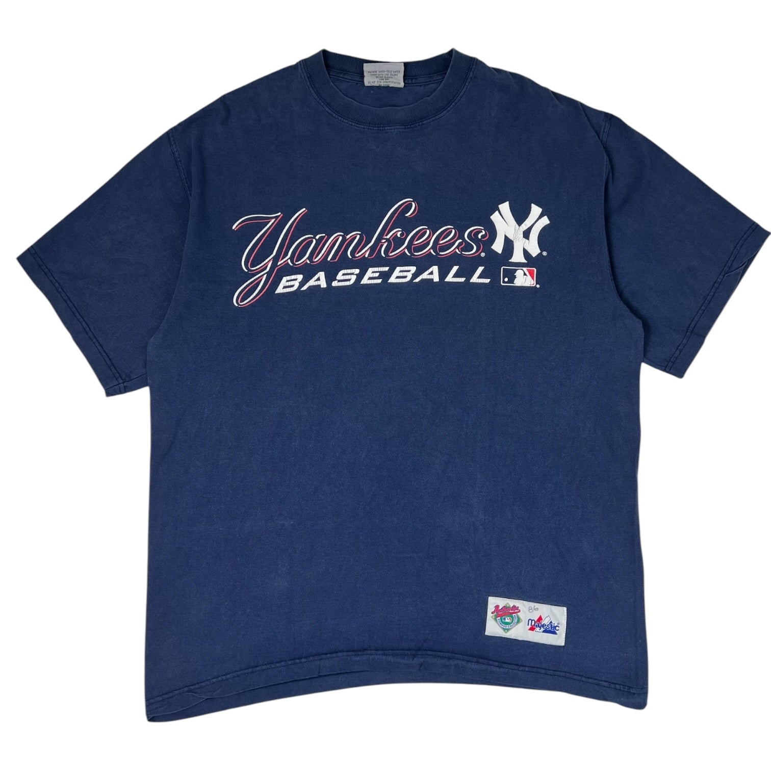 Vintage 90’s Majestic New York Yankees T-Shirt Faded Navy