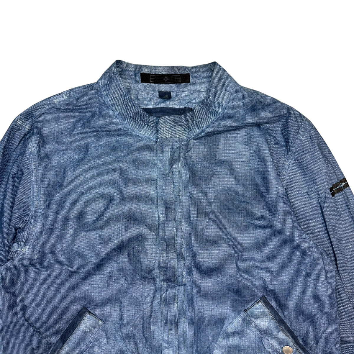 Stone Island Denims Tyvek Lightweight Biker Jacket Blue