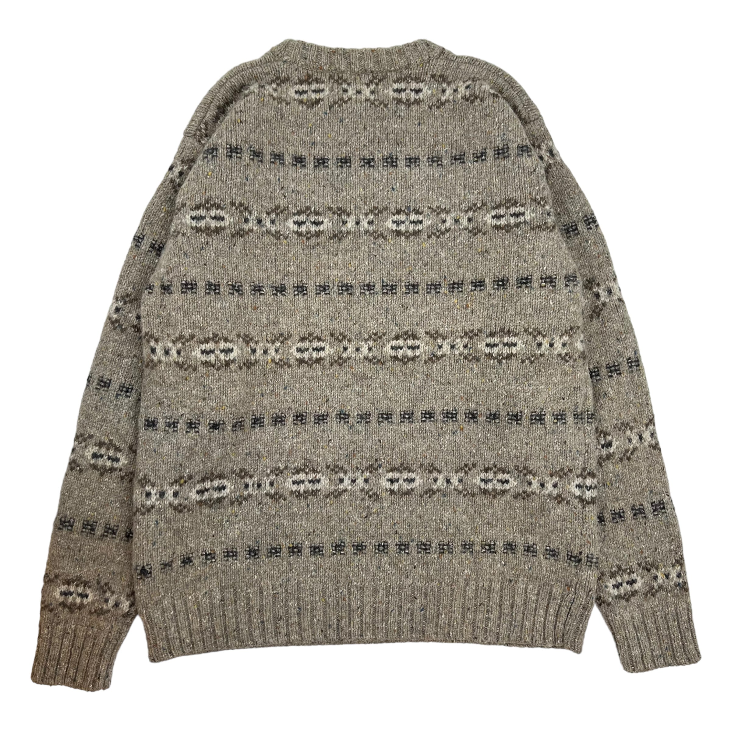 Vintage North Spirit Patterned Knit Sweater Beige