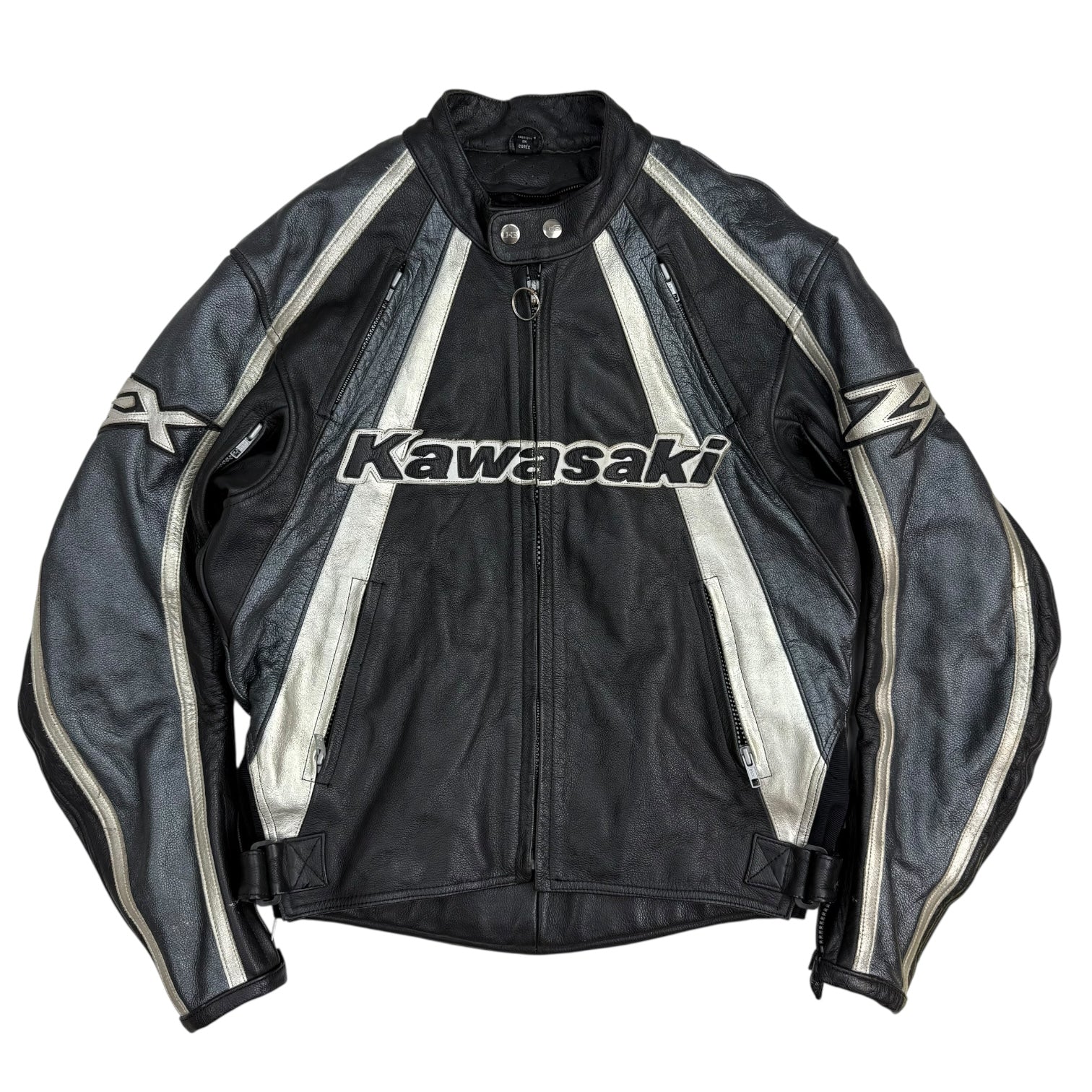 Vintage Kawasaki Leather Moto Jacket Black