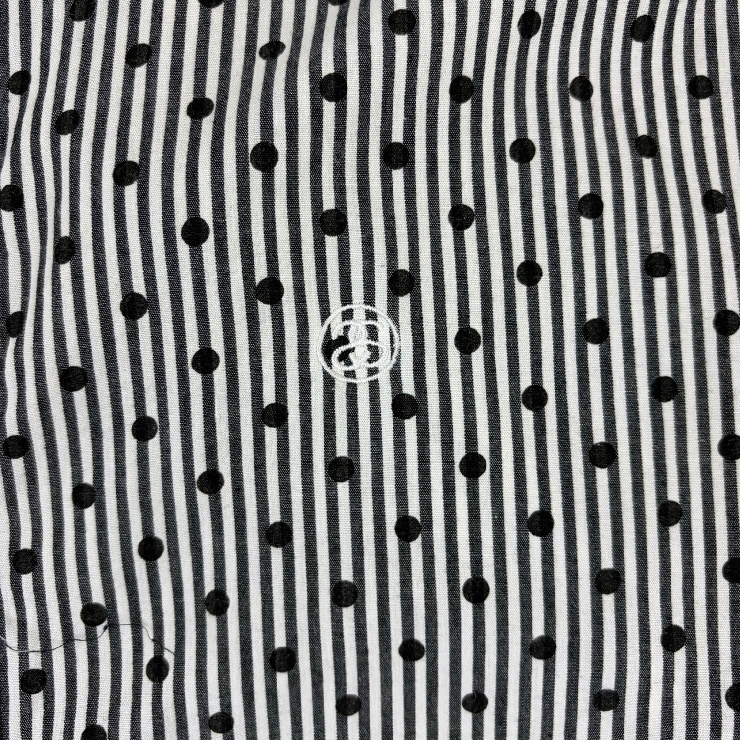 Vintage Stussy Polka Dot Striped Button Up T-Shirt