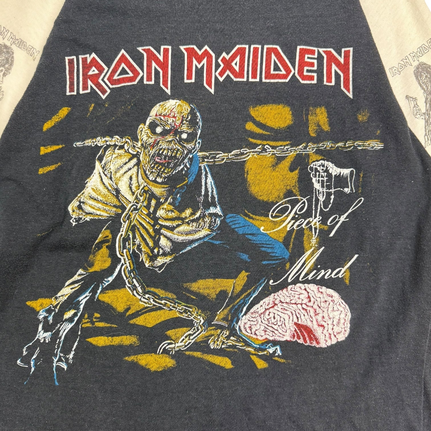 1980s Iron Maiden Piece Of Mind Raglan Tee Black/White