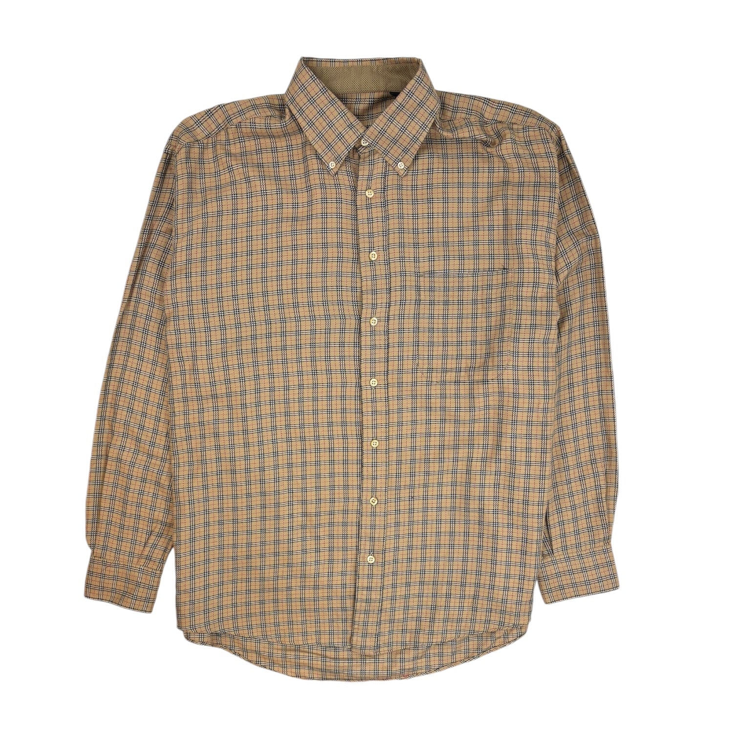 Vintage Burberry Checkered Button-Up Shirt Tan