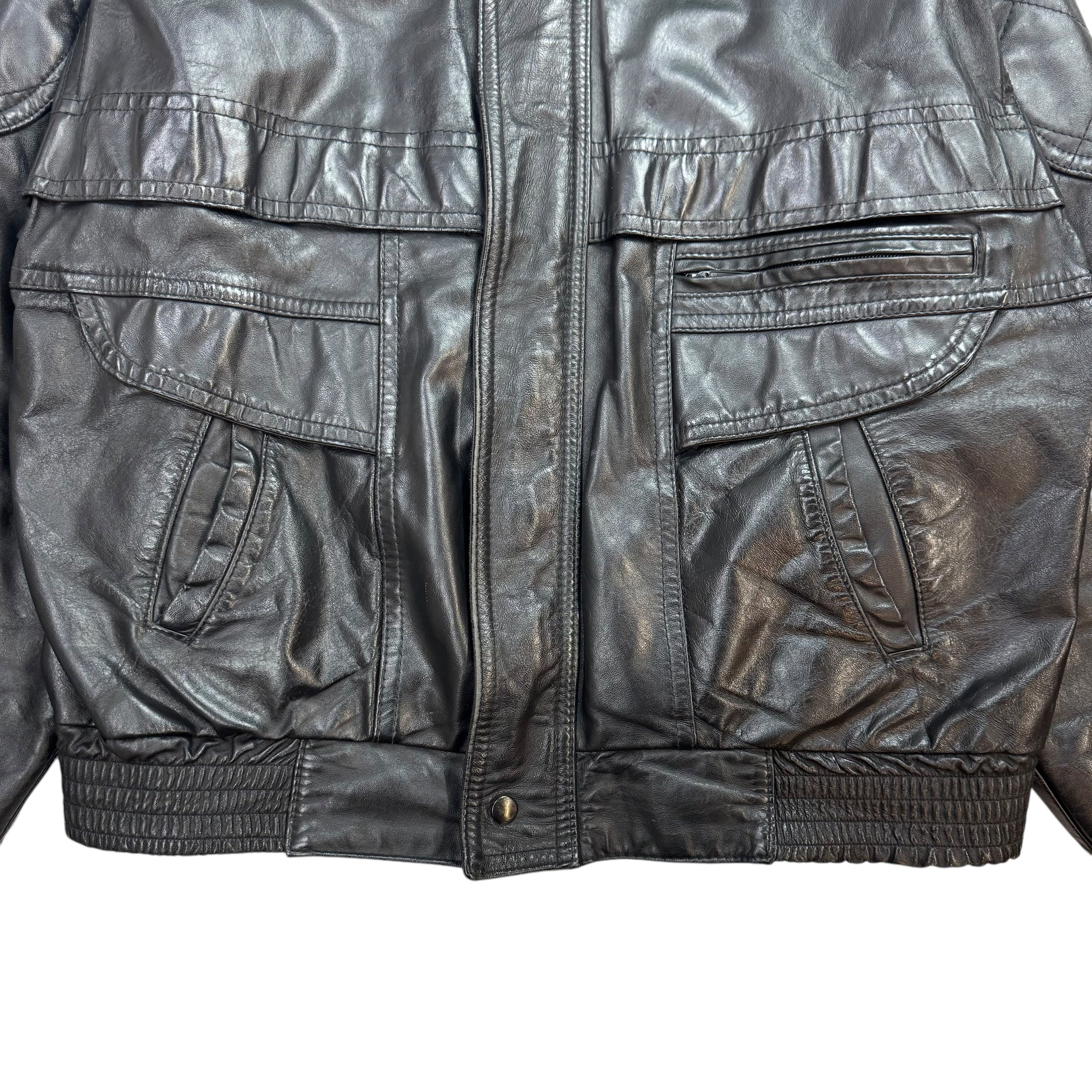 Vintage Protocol Leather Jacket Black