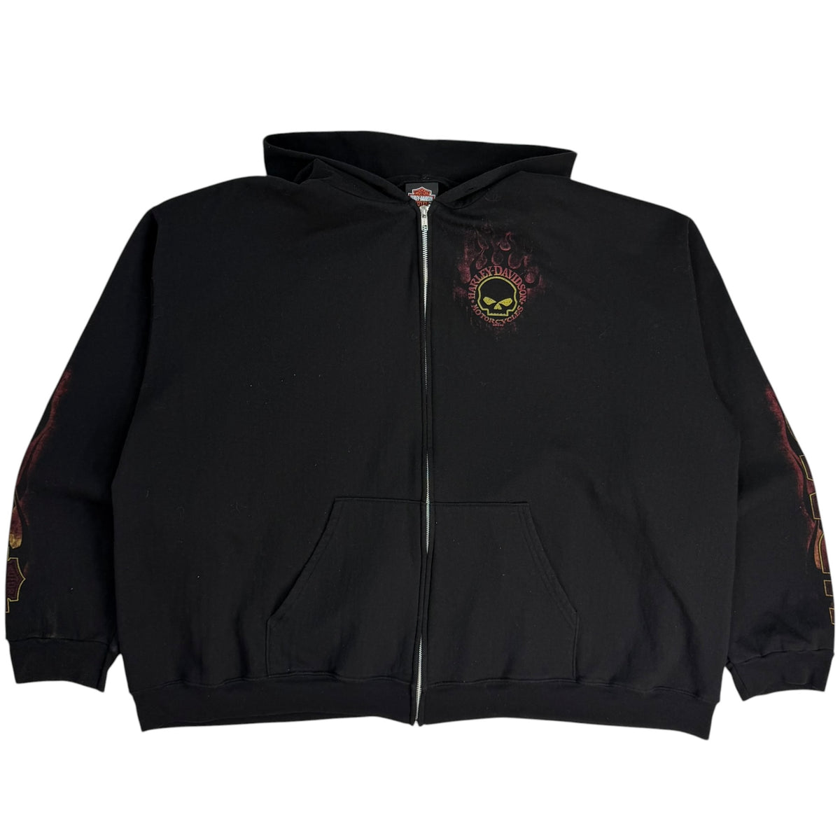 Harley Davidson Calgary Flame Skull Zip Up Hoodie Black