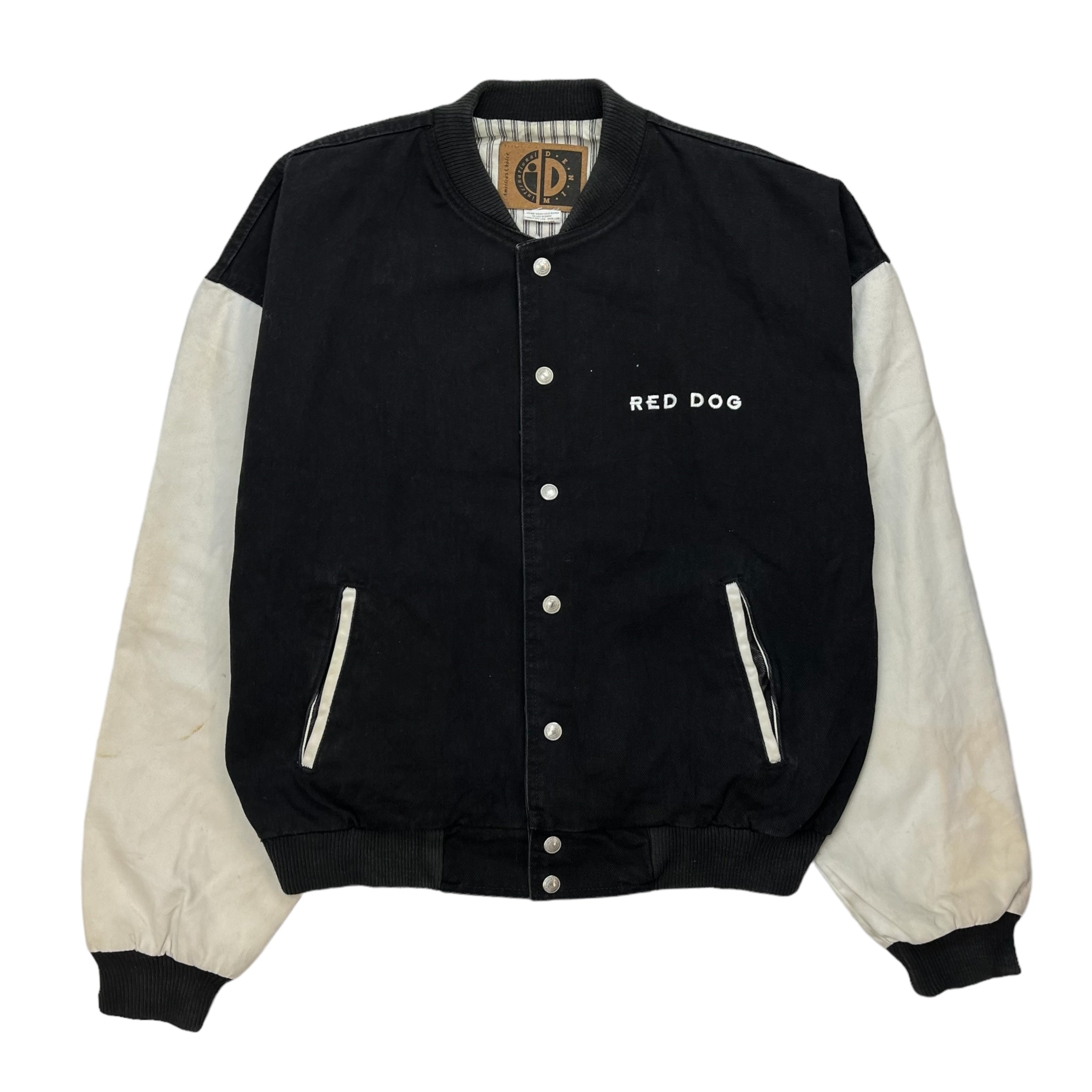 Vintage Red Dog Duck Canvas Varsity Bomber White/Black