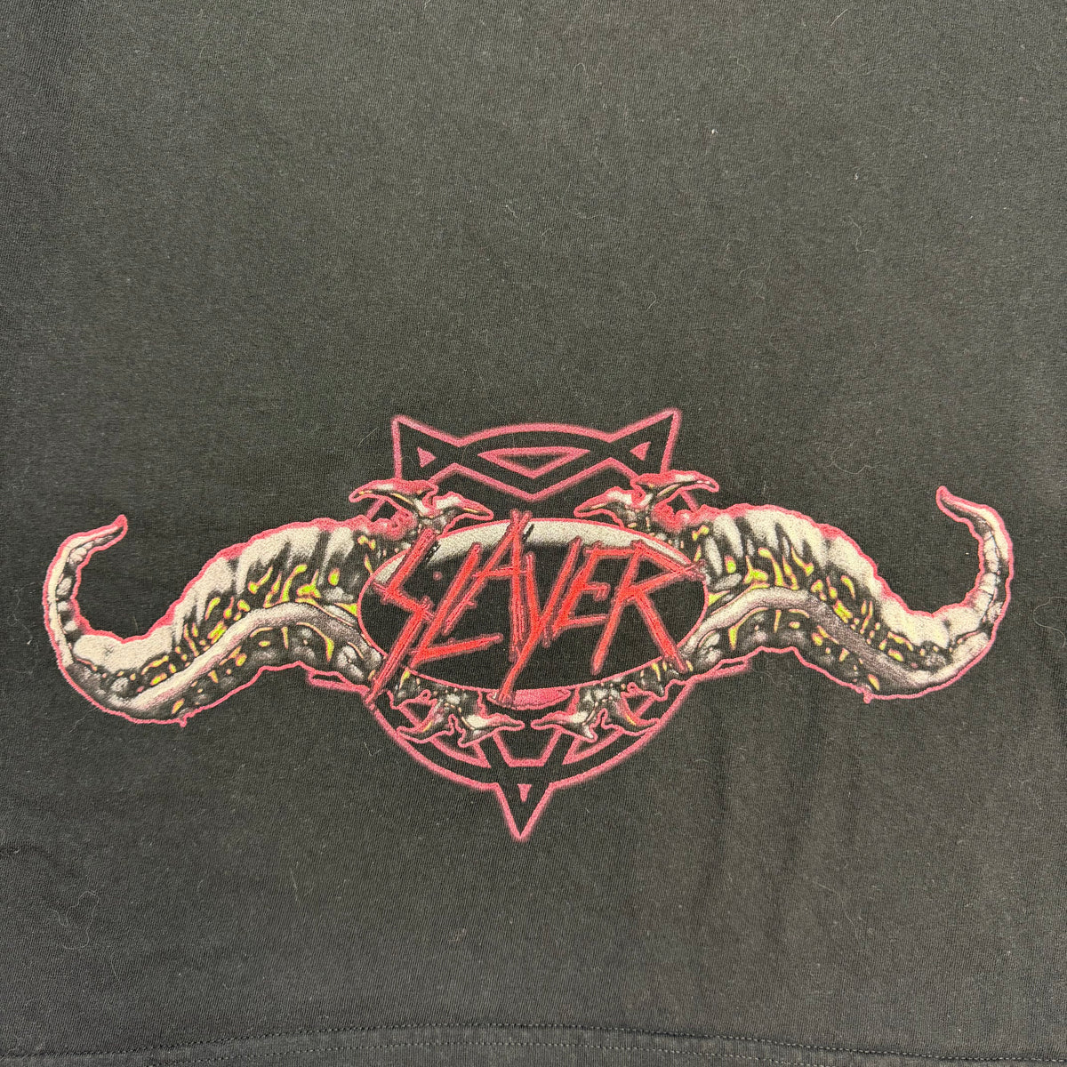 2003 Slayer Demon Head Pentagram Tee Faded Black