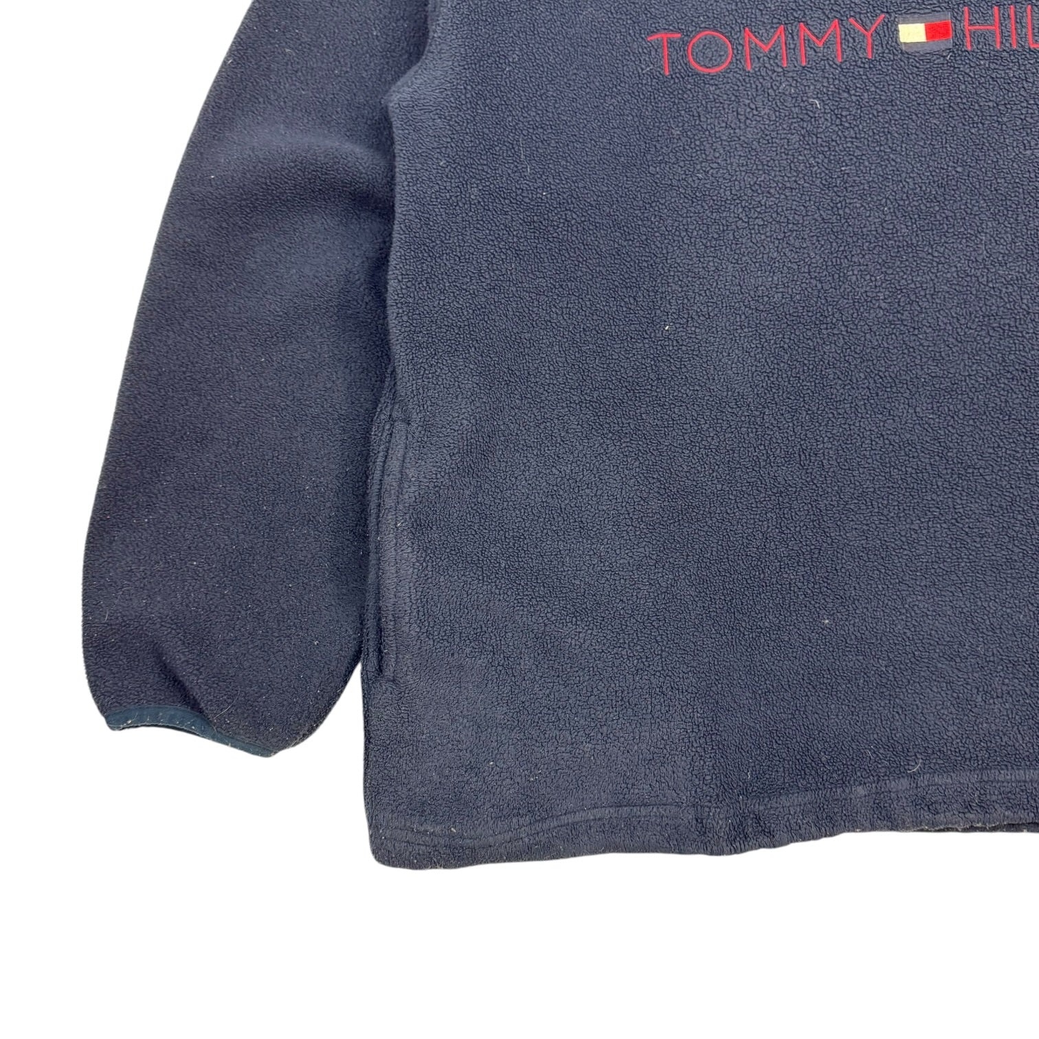 Vintage Tommy Hilfiger Fleece Button Up Pullover Sweater Blue