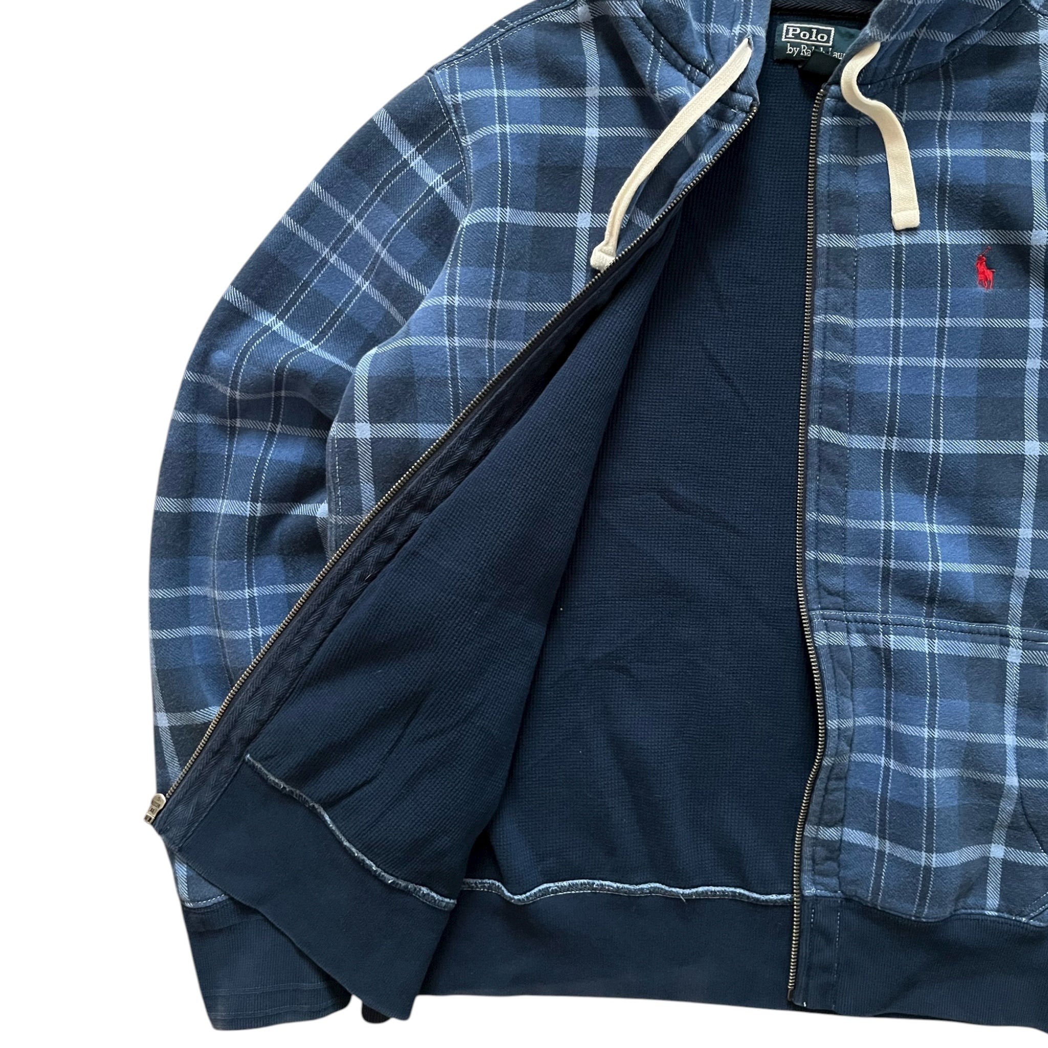 Vintage Polo Ralph Lauren Plaid Waffle Lined Zip Hoodie