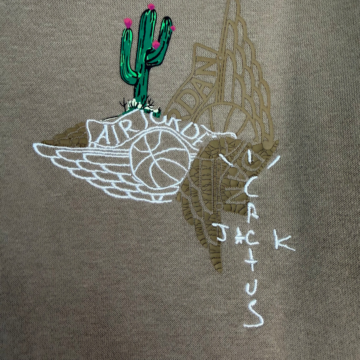 Cactus Jack by Travis Scott x Jordan Pullover Embroidered Hoodie Khaki