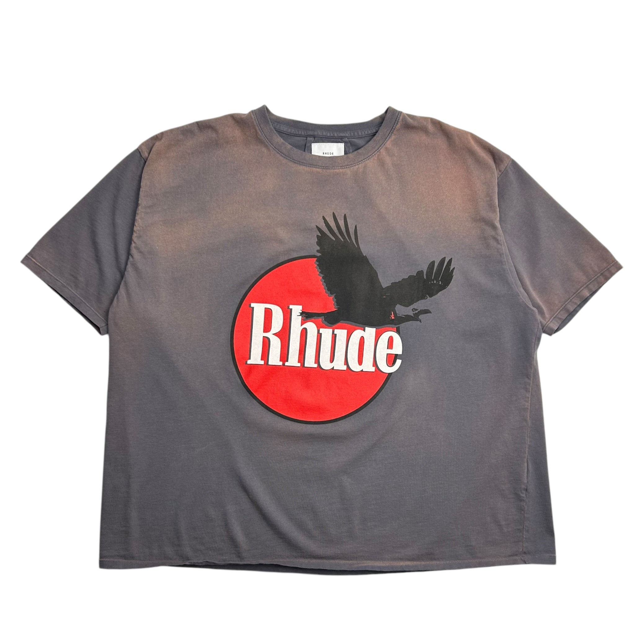 Rhude Eagle Logo Gradient Fade Tee Grey