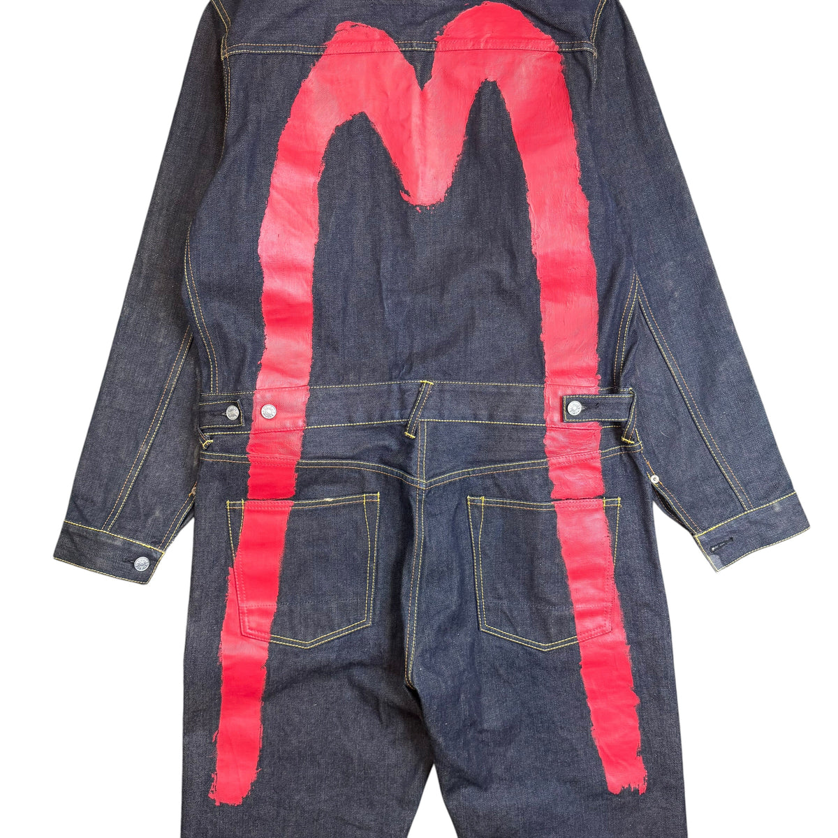 Evisu Heritage Handpainted Selvedge Raw Denim Jumpsuit Indigo/Red