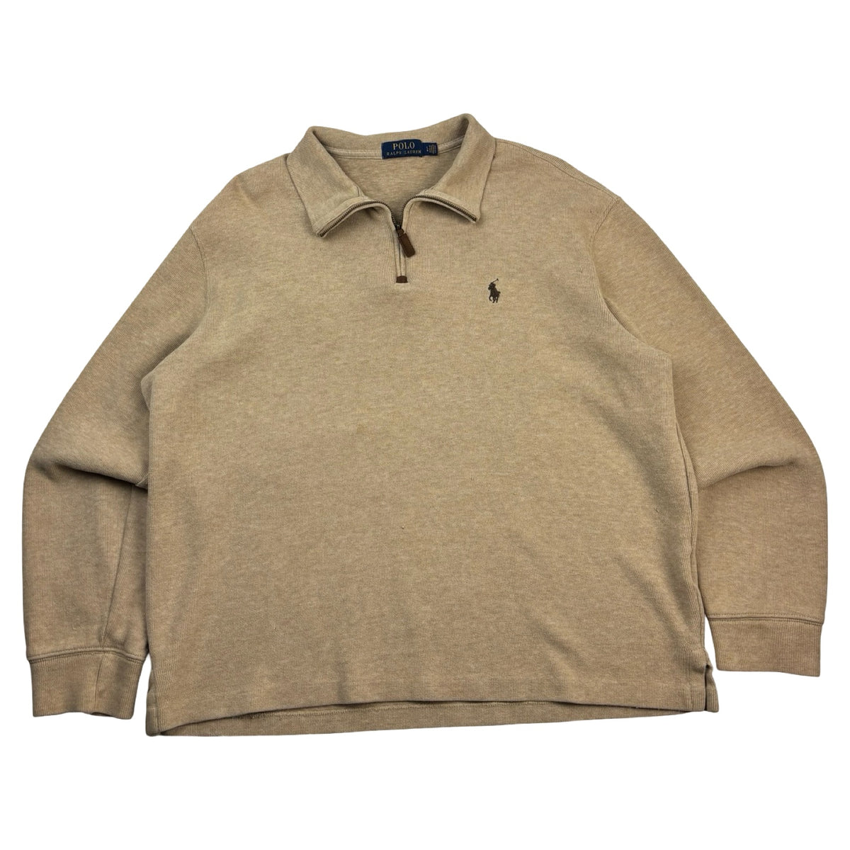 Vintage Polo Ralph Lauren Open Hem 1/4 Zip Beach Sand
