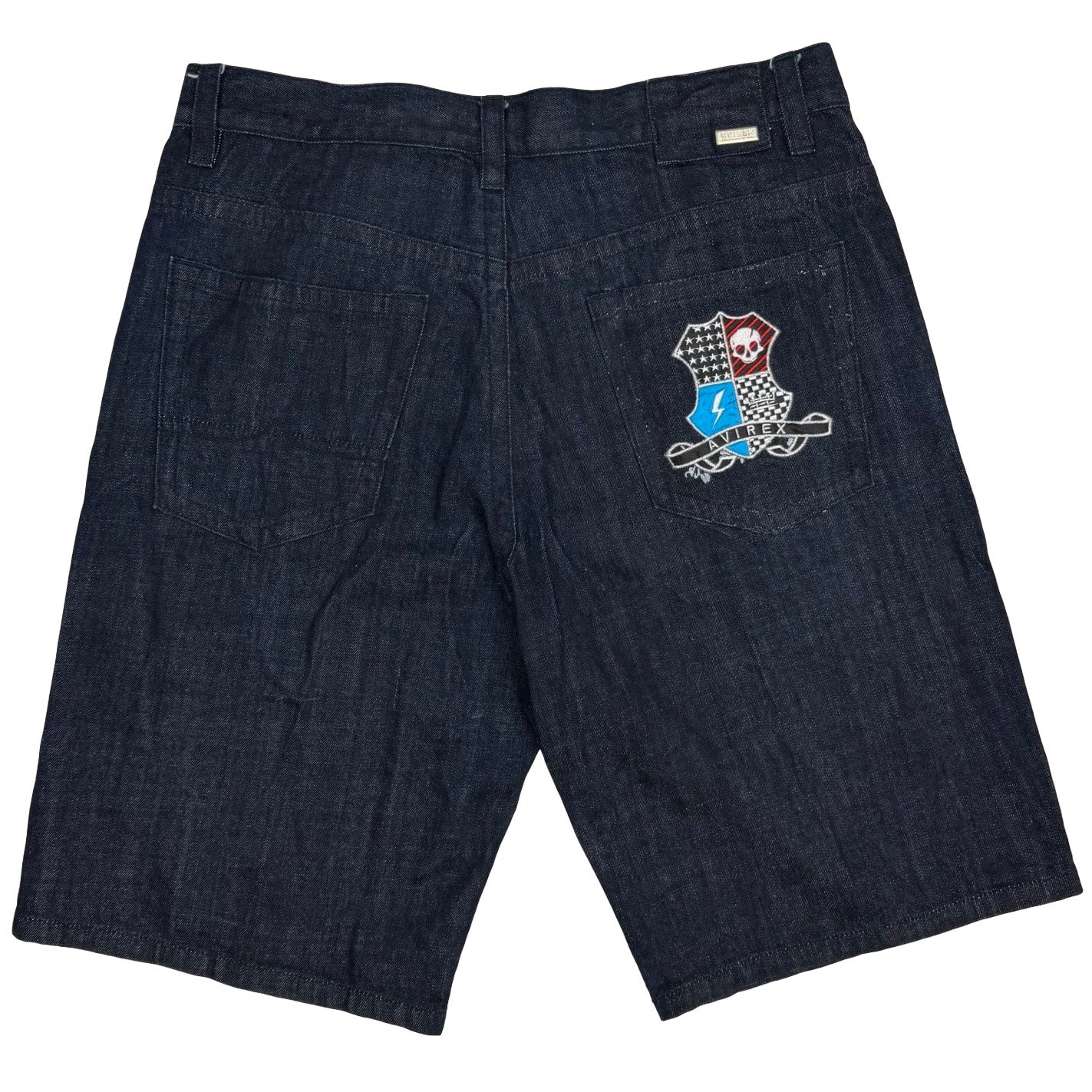 Vintage Avirex Embroidered Raw Denim Shorts Indigo