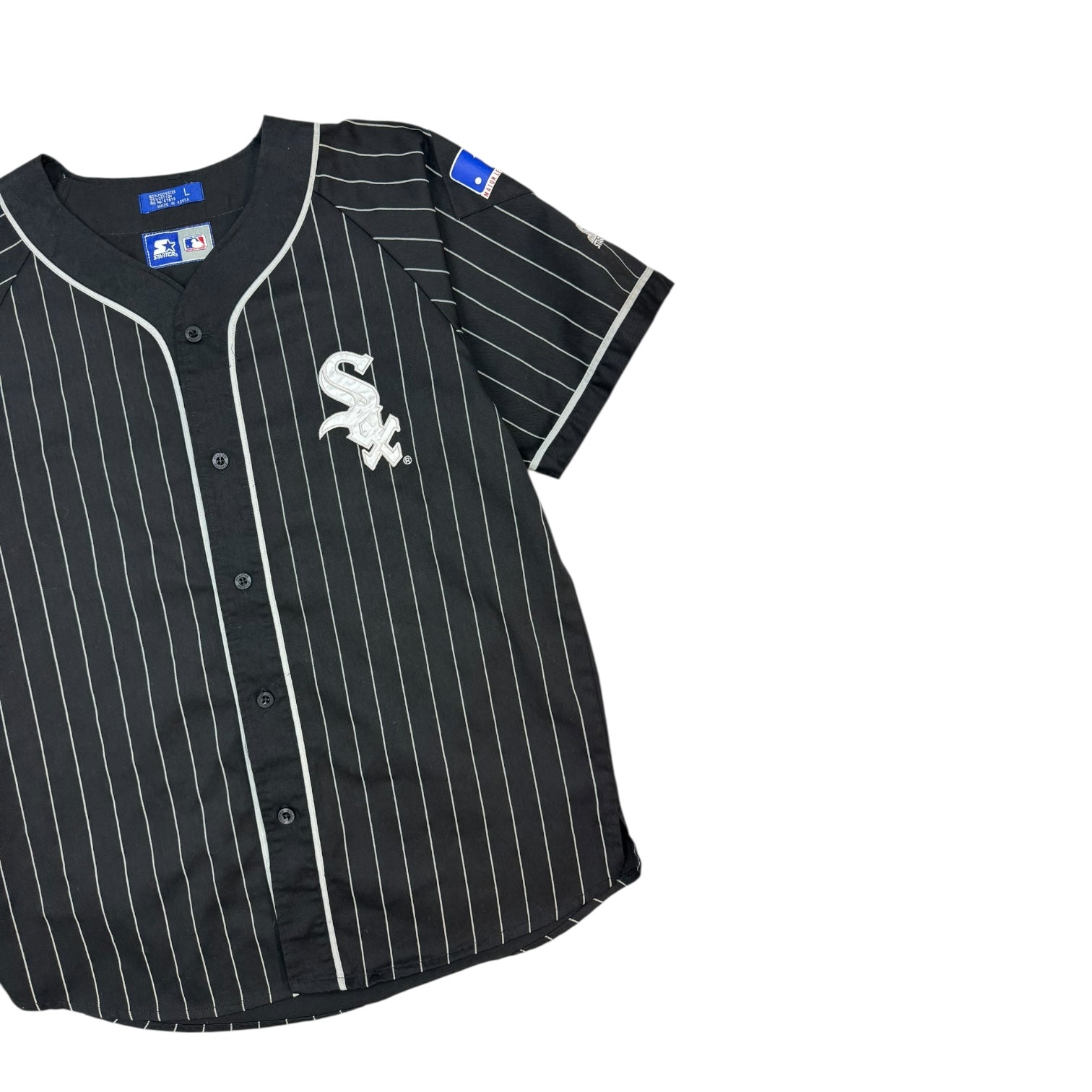 Vintage Chicago White Sox Starter Pinstripe Jersey Black