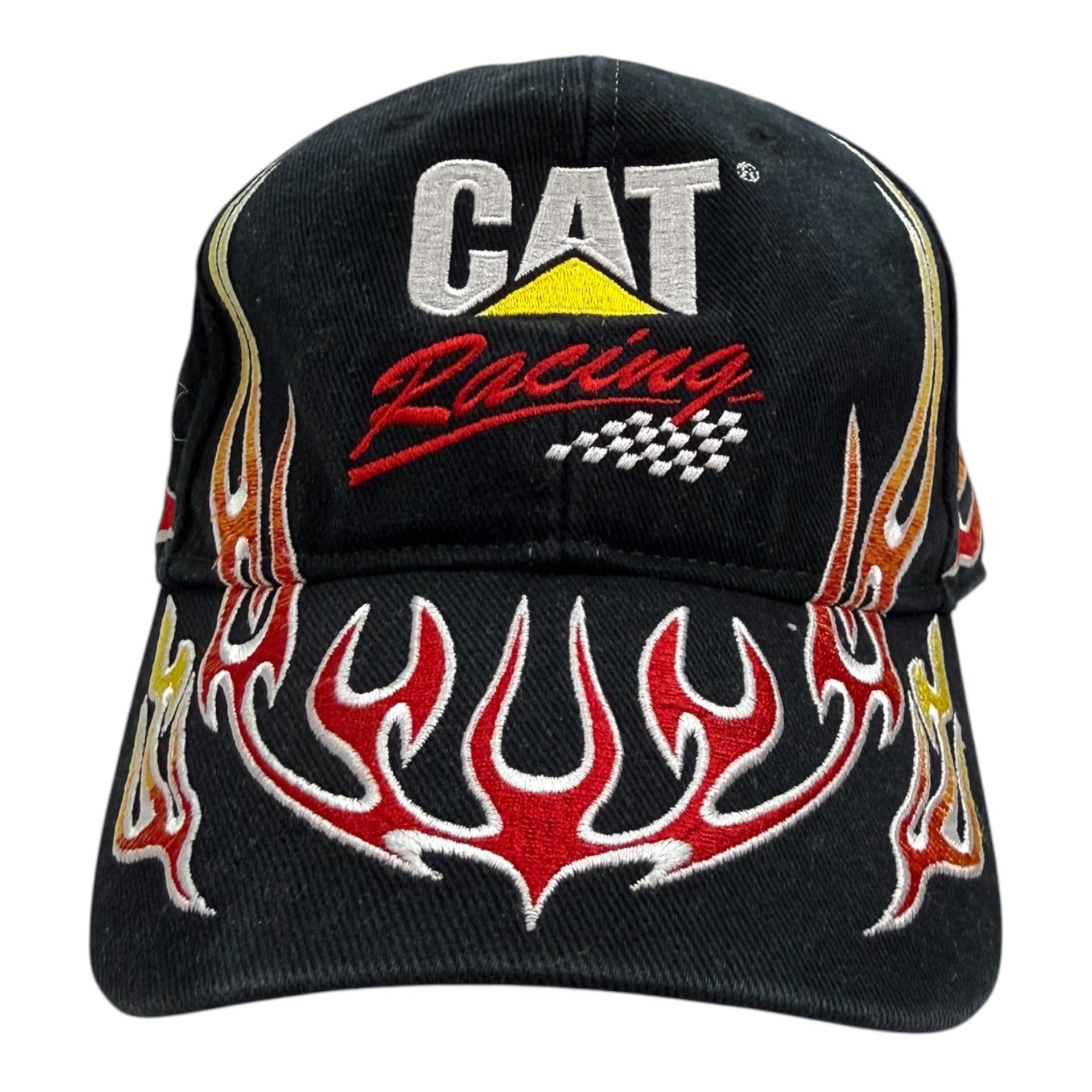 Vintage CAT Racing Flames Hat Black