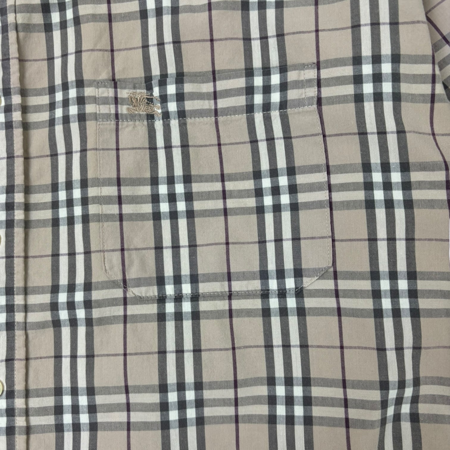 Burberry Nova Check Short Sleeve Button-Up Shirt Beige