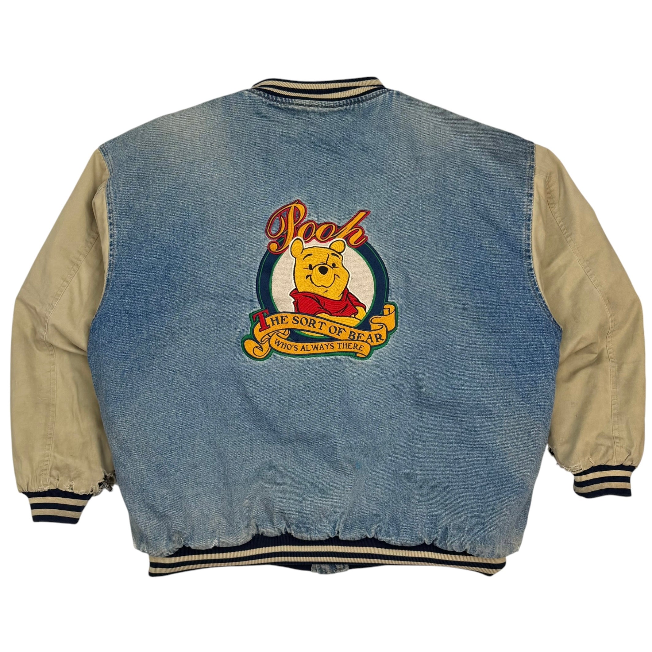 Vintage Disney Winnie The Pooh Denim Varsity Jacket Blue