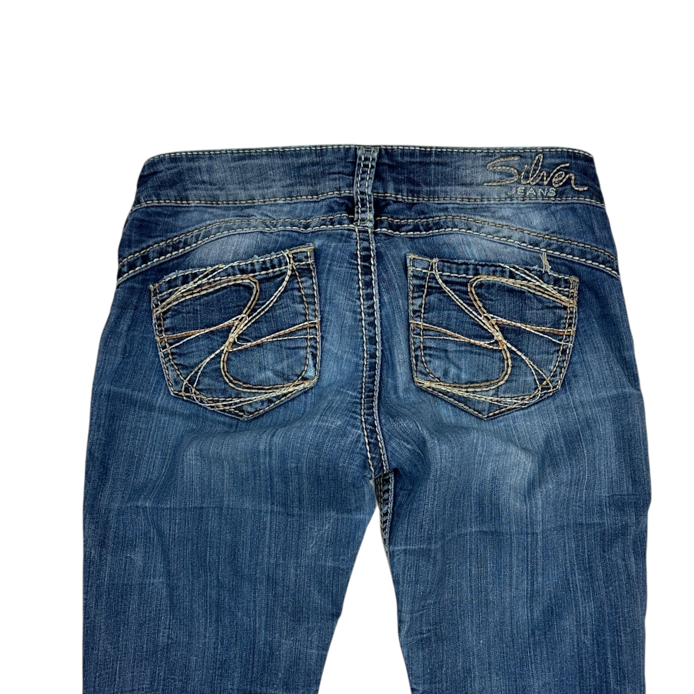 (W) Vintage Y2K Silver Jeans Slim Bootcut Denim Jeans