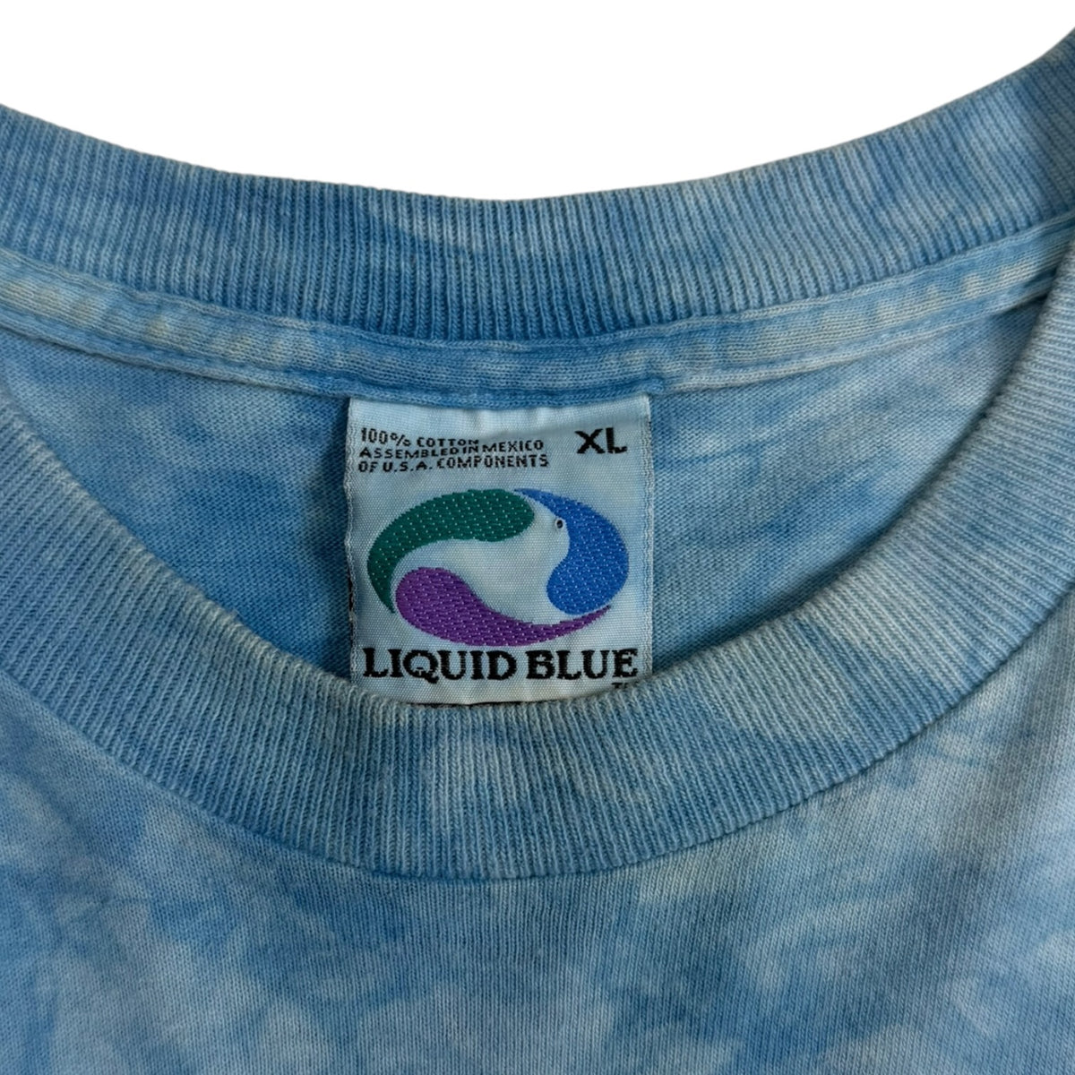Vintage 1995 Grateful Dead Spiral Bear Liquid Blue Tie Dye T-Shirt