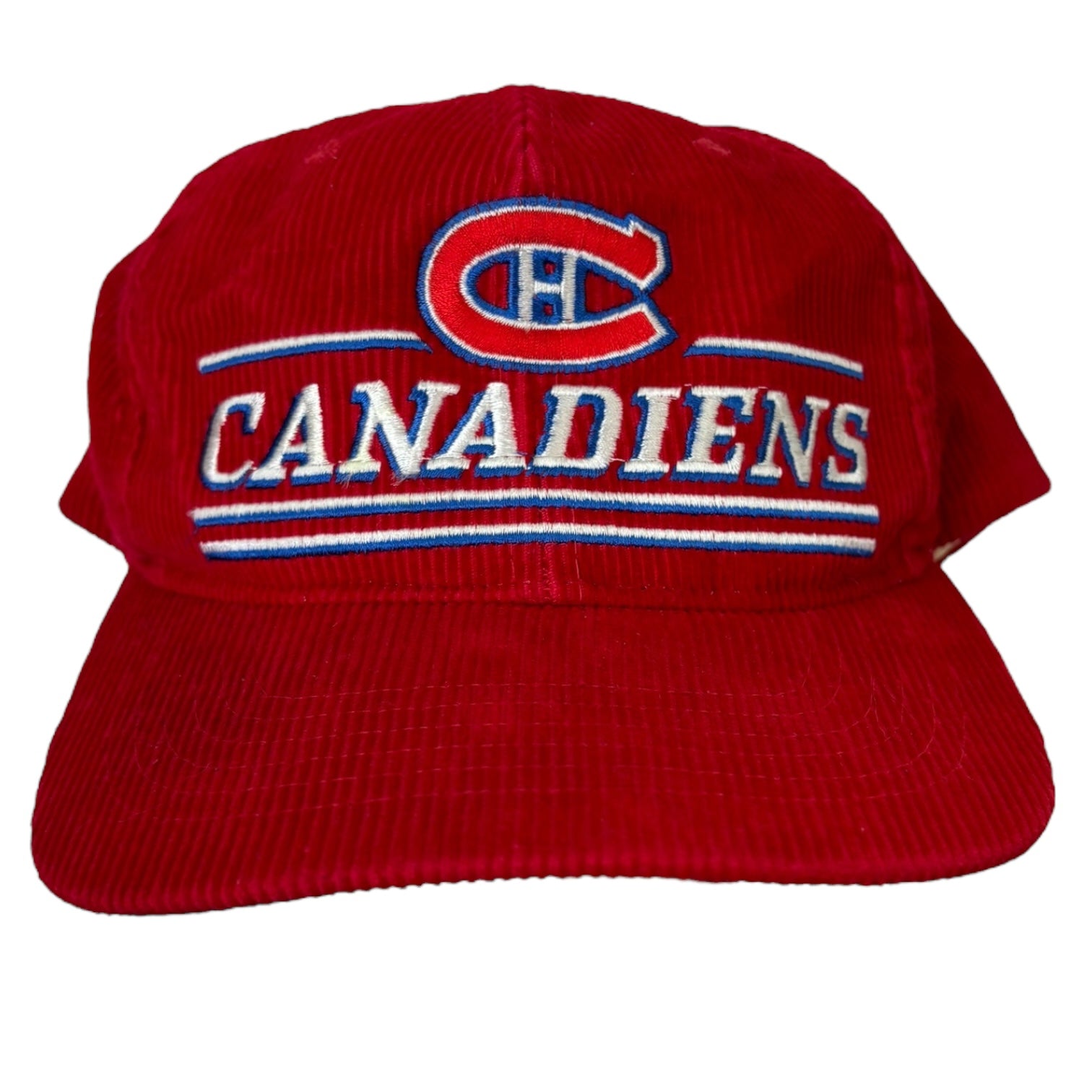 Vintage Montreal Canadiens Corduroy SnapBack Hat Red