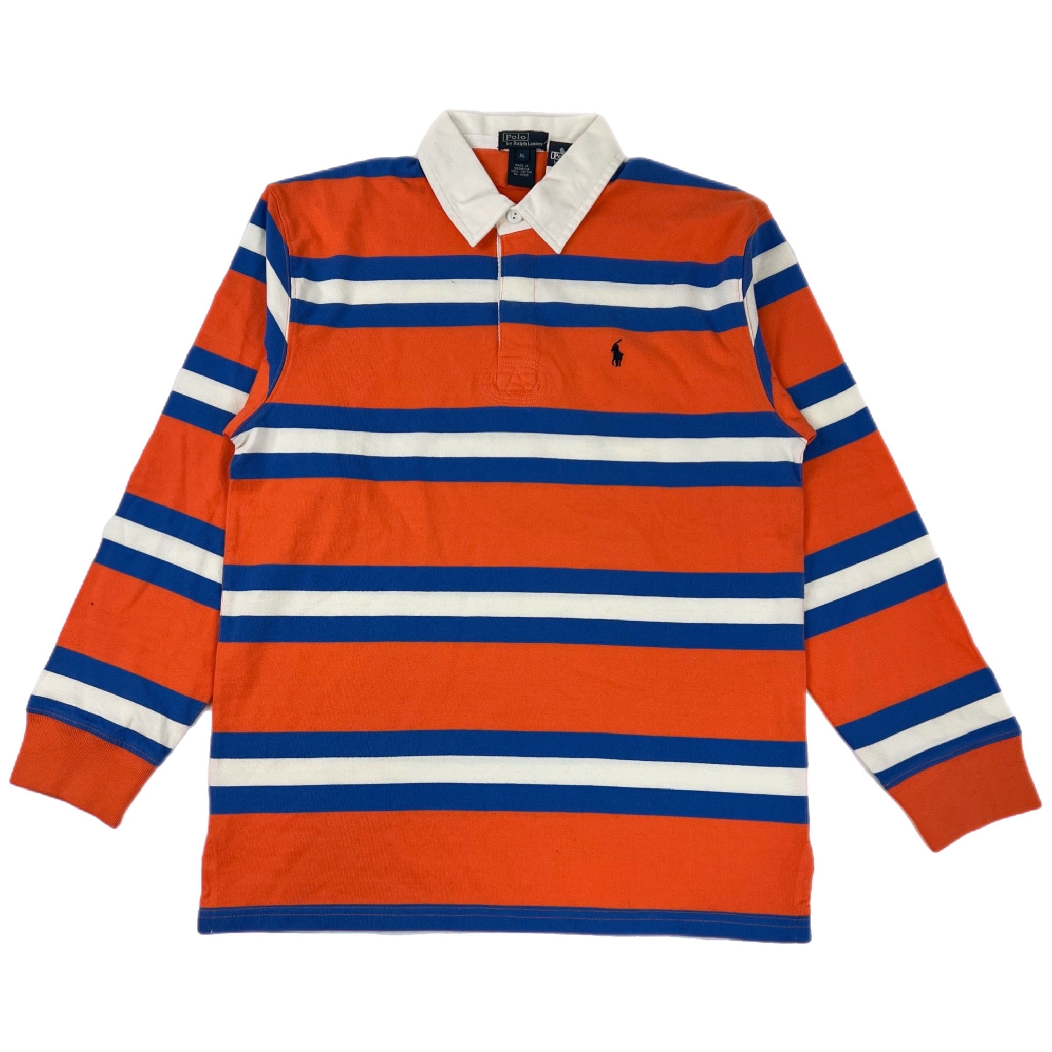 Vintage Polo By Ralph Lauren Long Sleeve Rugby Orange/Blue clothing