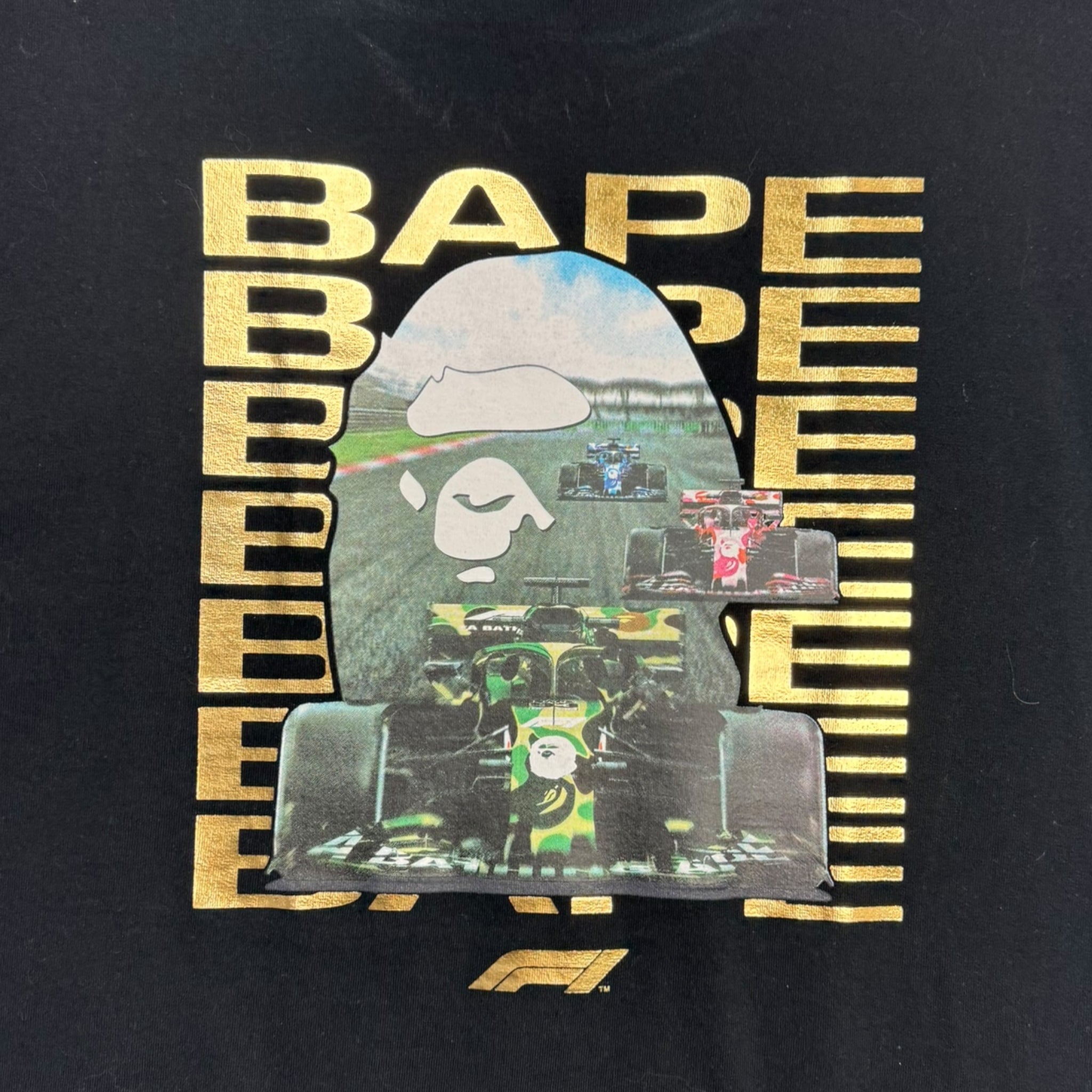 BAPE x F1 Photo Ape Head Tee Black