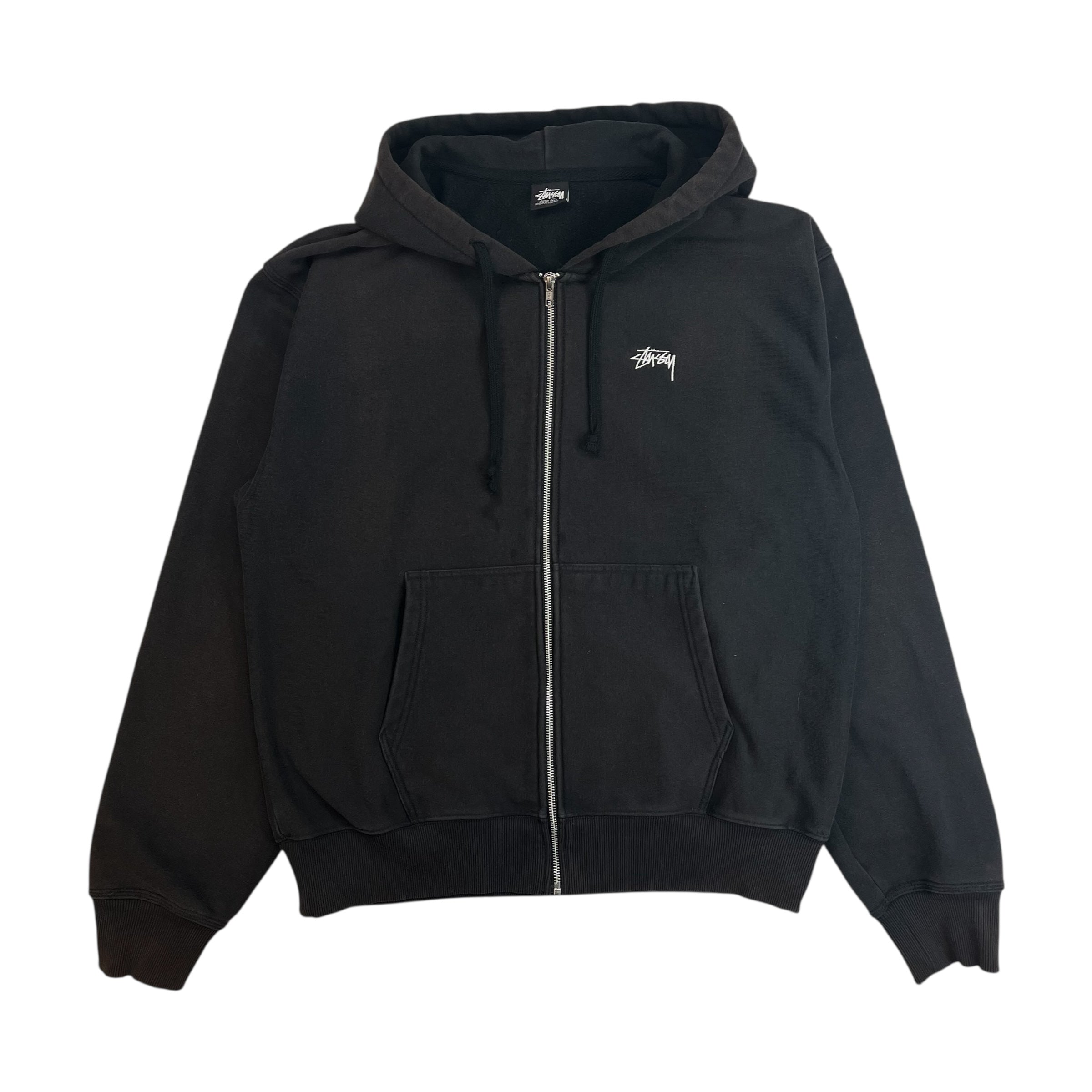 Stussy Embroidered Stock Logo Hoodie Black